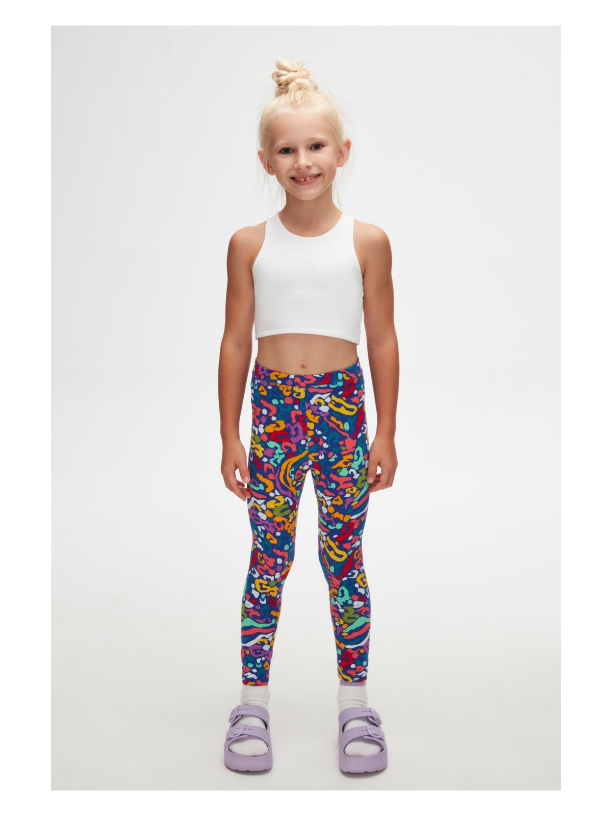 Lovetti Abstract Leopard Kız Çocuk Yazlık Desenli Tayt