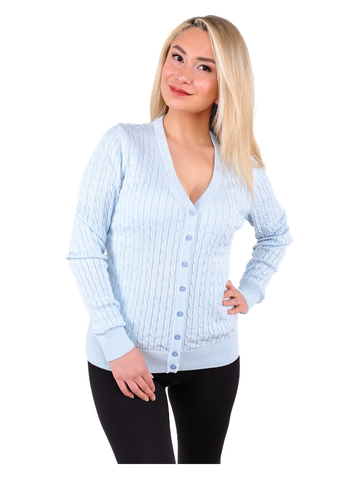 YMA Triko Yma Triko A.T.Y Xx-008 Saç Örgü Bayan Düğmeli Hırka - Görsel 6