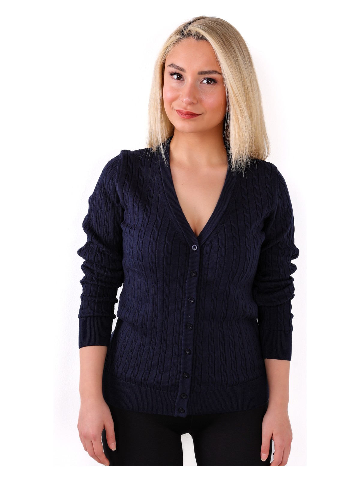 YMA Triko Yma Triko A.T.Y Xx-008 Saç Örgü Bayan Düğmeli Hırka