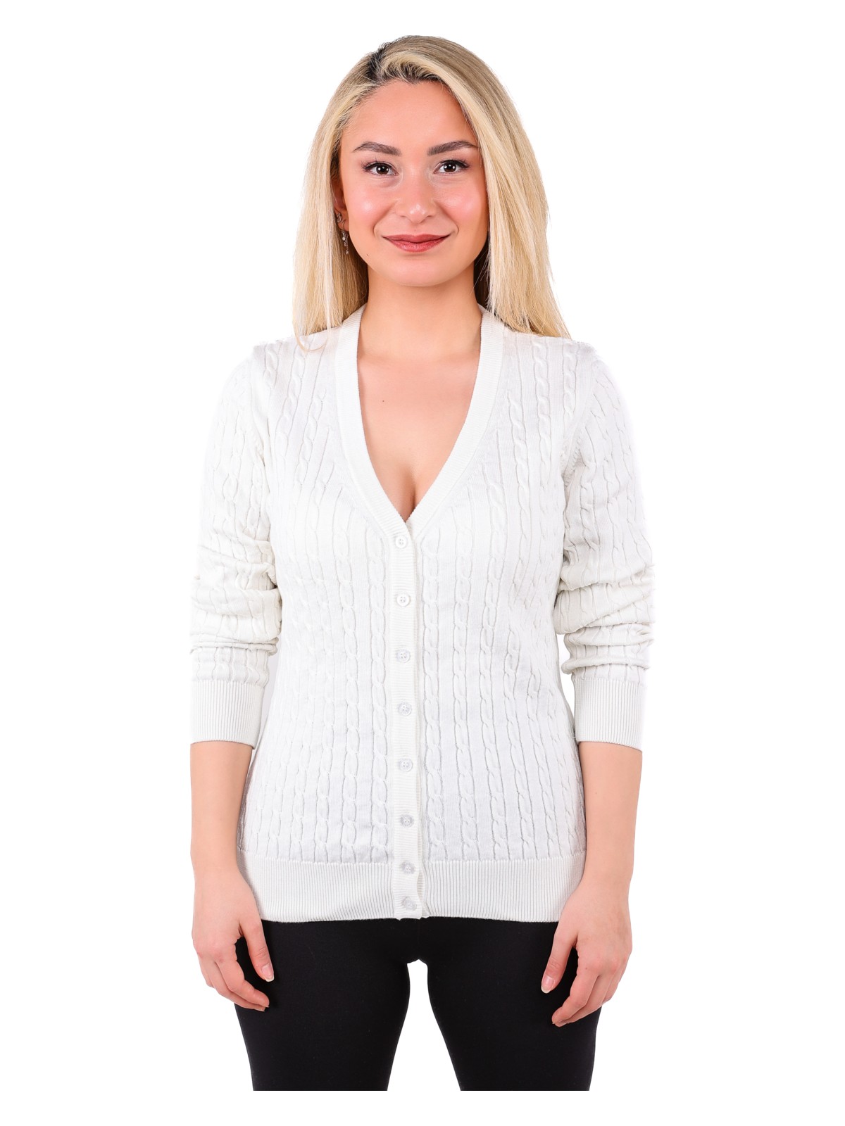 YMA Triko A.t.y XX-008 Saç Örgü Bayan Düğmeli Hırka - Görsel 5