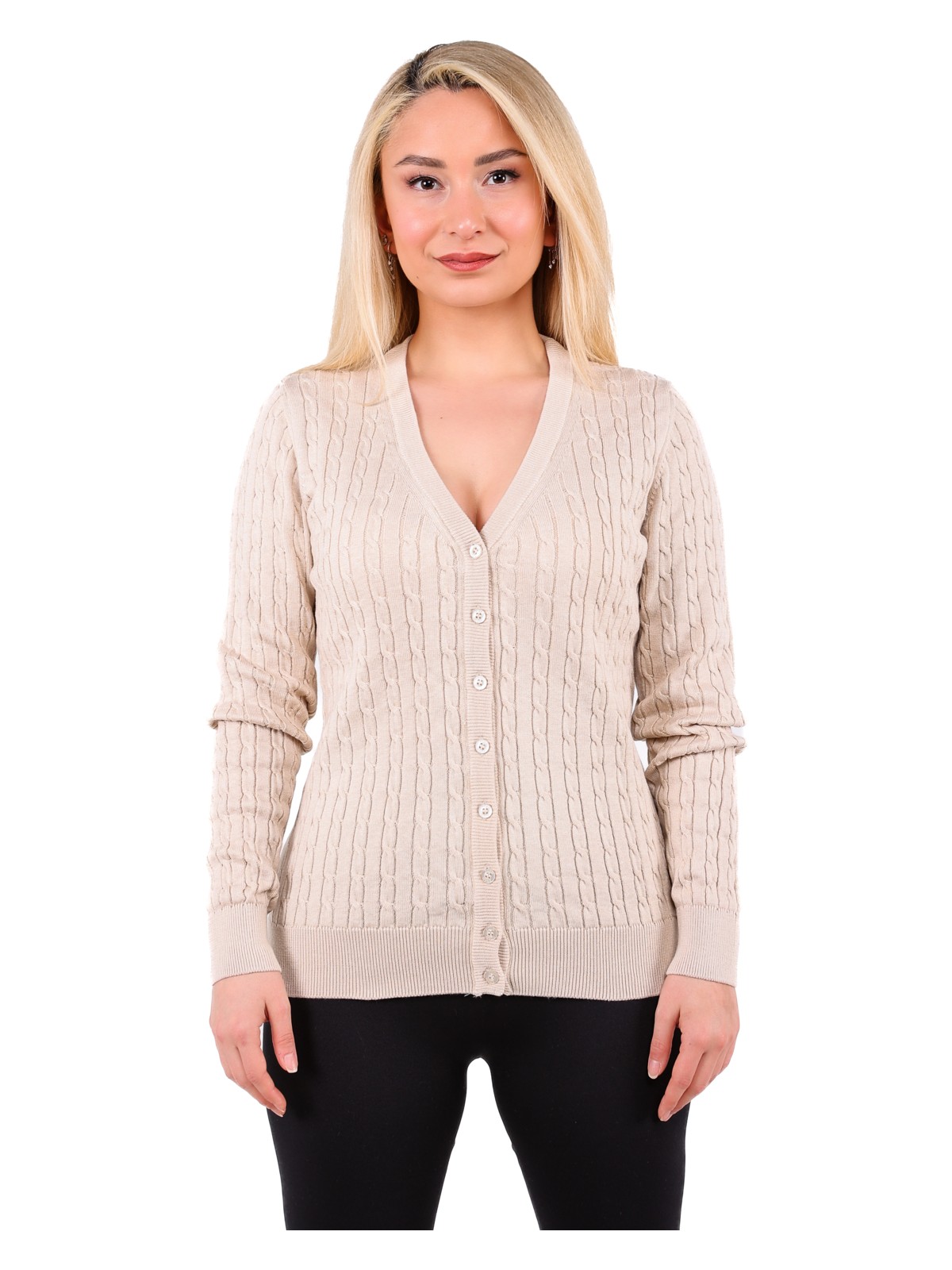 YMA Triko Yma Triko A.T.Y Xx-008 Saç Örgü Bayan Düğmeli Hırka - Görsel 3