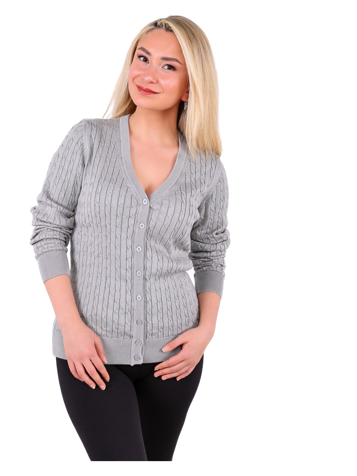 YMA Triko Yma Triko A.T.Y Xx-008 Saç Örgü Bayan Düğmeli Hırka - Görsel 7