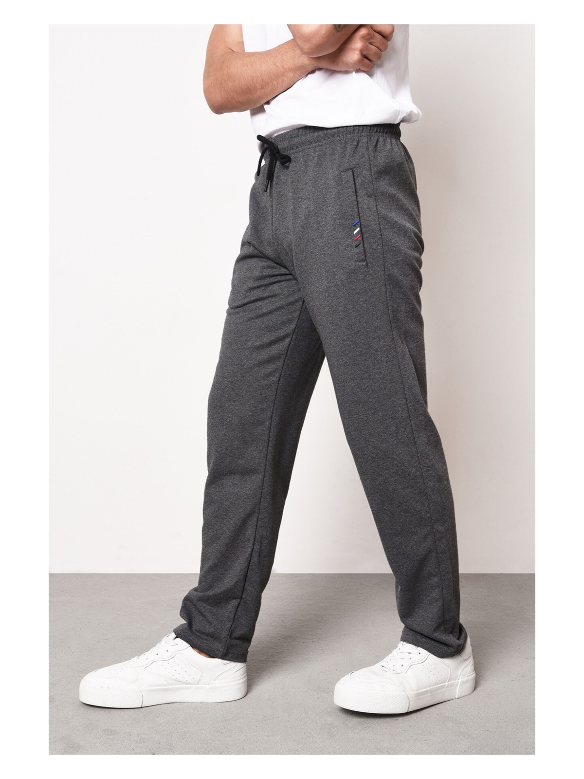 Mmetalic Siyah-Antrasit-Lacivert Erkek Fermuar Cep Nakış Detaylı Düz Paça Rahat Kesim 3'lü Eşofman Altı Paketi - Görsel 3