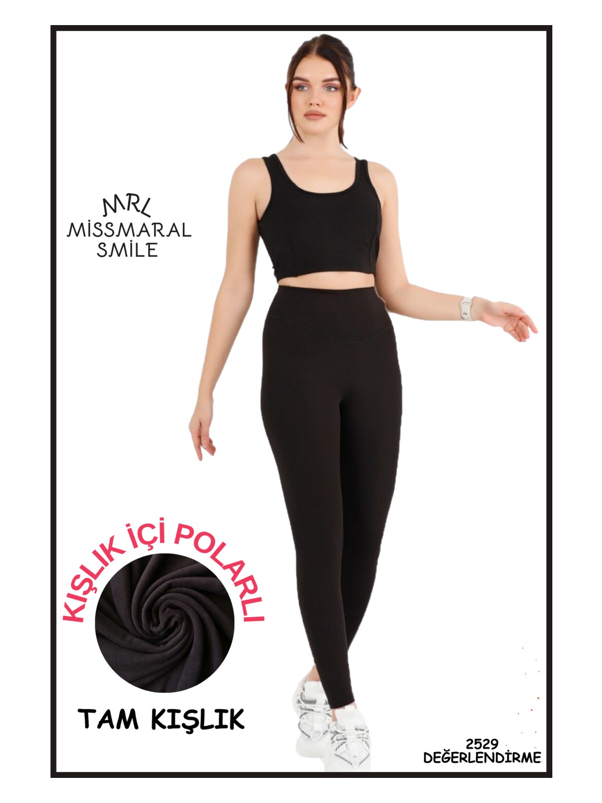 Miss Maral Büyük Beden Tayt Kadın Kışlık Içi Polarlı Koyu Kahve Yüksek Bel Toparlayıcı Tayt Curve Winter B1024 - Görsel 4