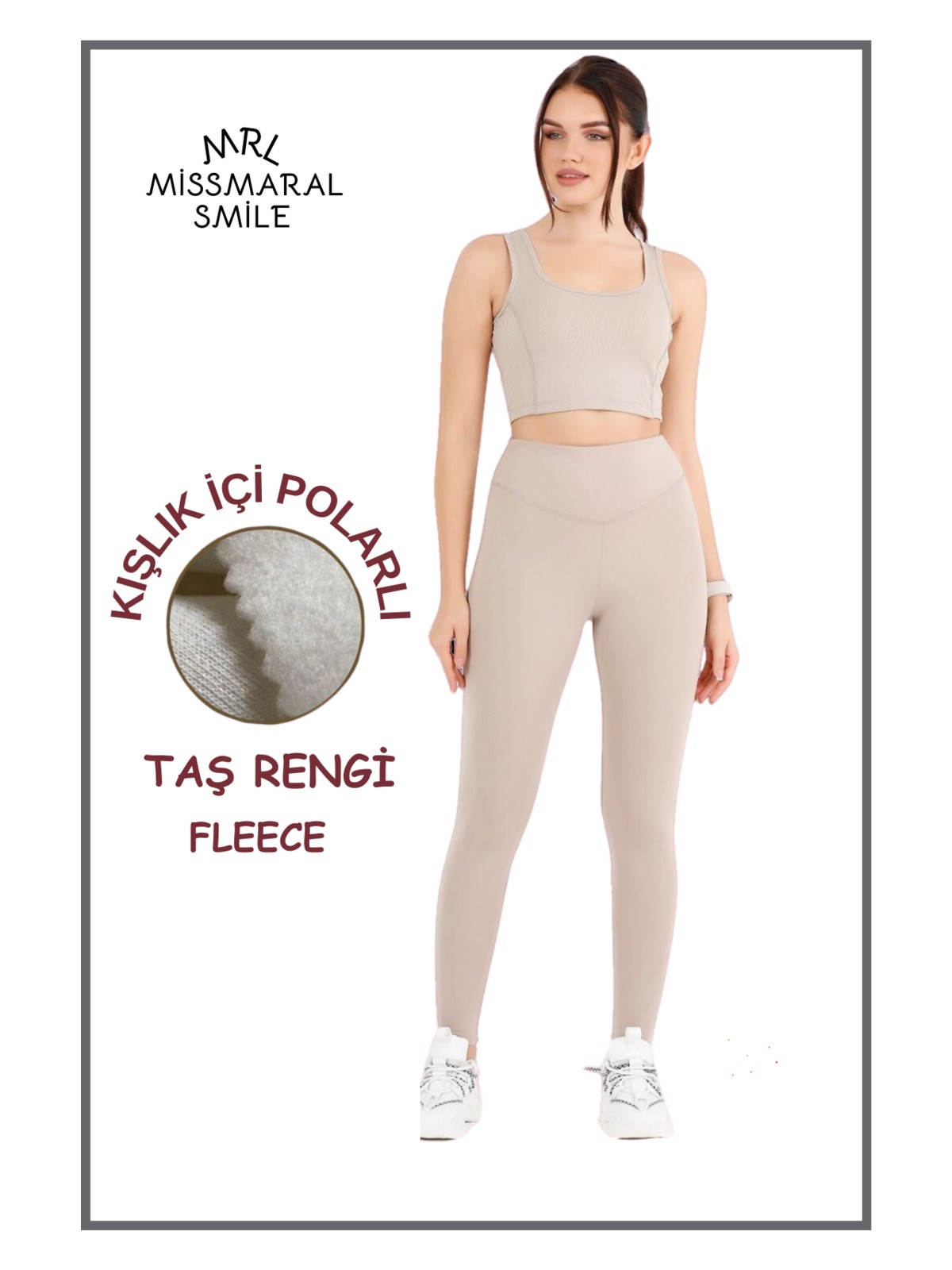 Miss Maral Büyük Beden Tayt Kadın Kışlık Içi Polarlı Koyu Kahve Yüksek Bel Toparlayıcı Tayt Curve Winter B1024 - Görsel 6