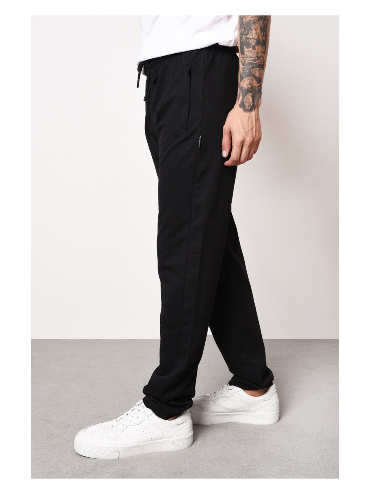 Mmetalic Siyah Erkek Düz Paça Cep Fermuar Detaylı Rahat Kesim Eşofman Altı