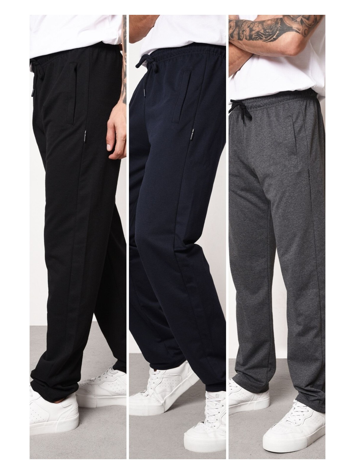 Mmetalic Siyah Erkek Düz Paça Cep Fermuar Detaylı Rahat Kesim Eşofman Altı - Görsel 9