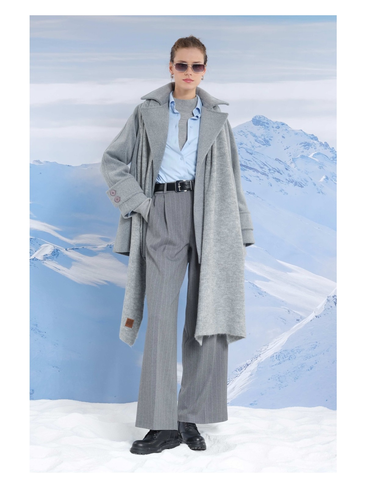 HE-QA Kısa Kruvaze Kaban Siyah - Görsel 5