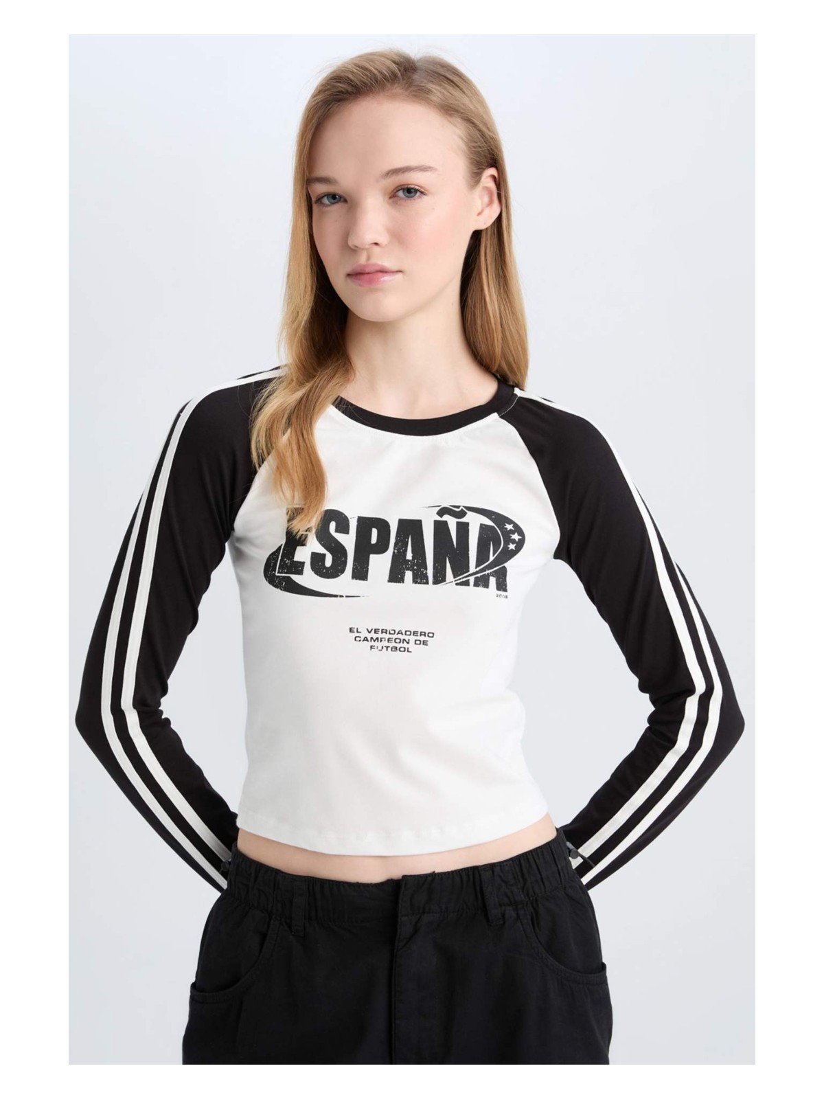 DeFacto Fitted Fitilli Kaşkorse Uzun Kollu Tişört D9856AX24WN