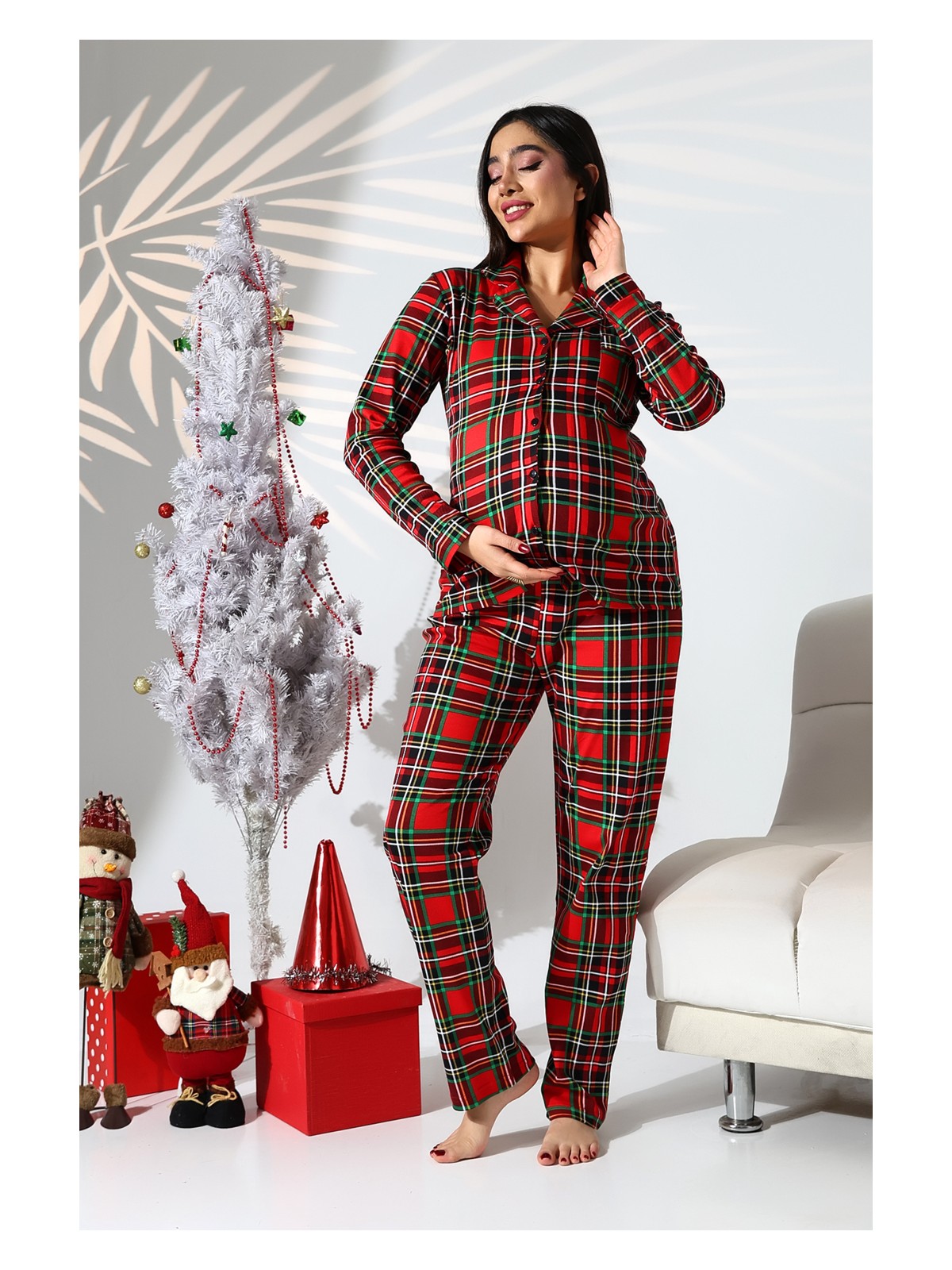 Likapa Interlok Düğmeli Hamile Lohusa Uzun Kol Pijama Takımı 1354-01