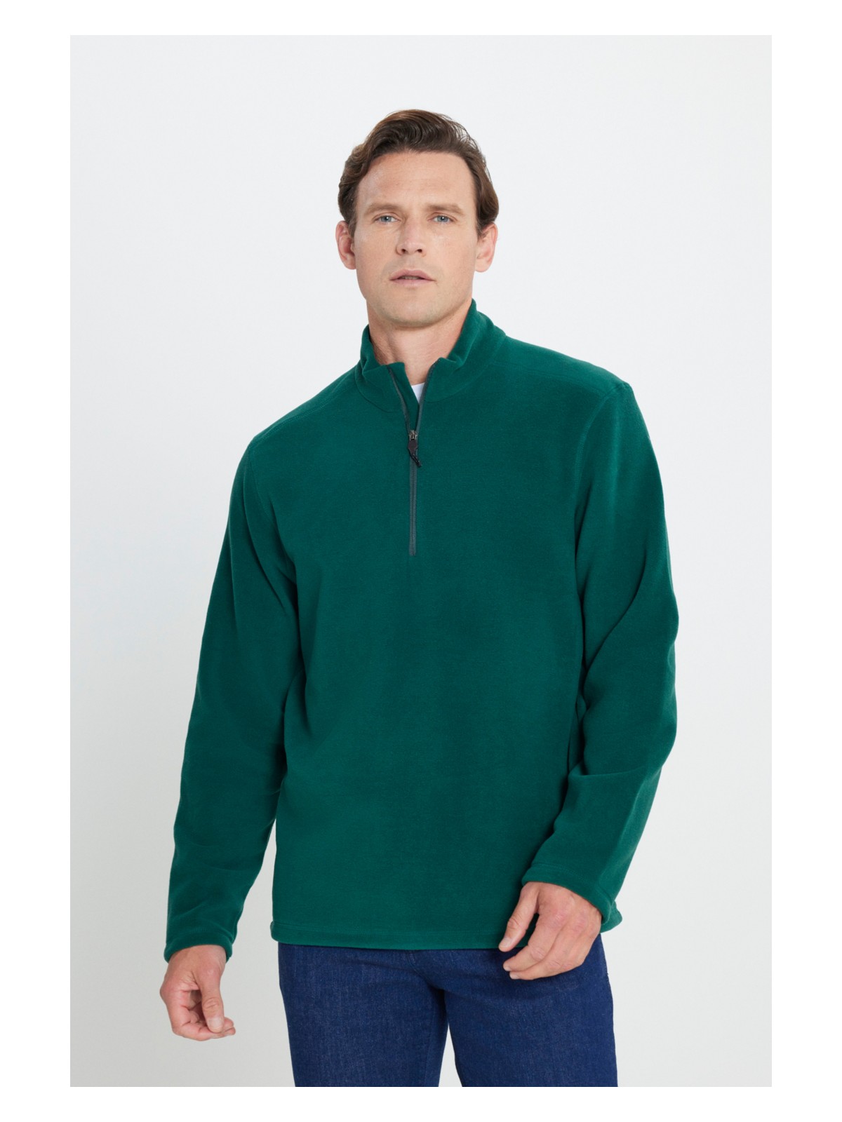 Altınyıldız Classics Erkek Yeşil Anti-pilling Tüylenme Yapmayan Standart Fit Dik Yaka Soğuk Geçirmez Polar Sweatshirt