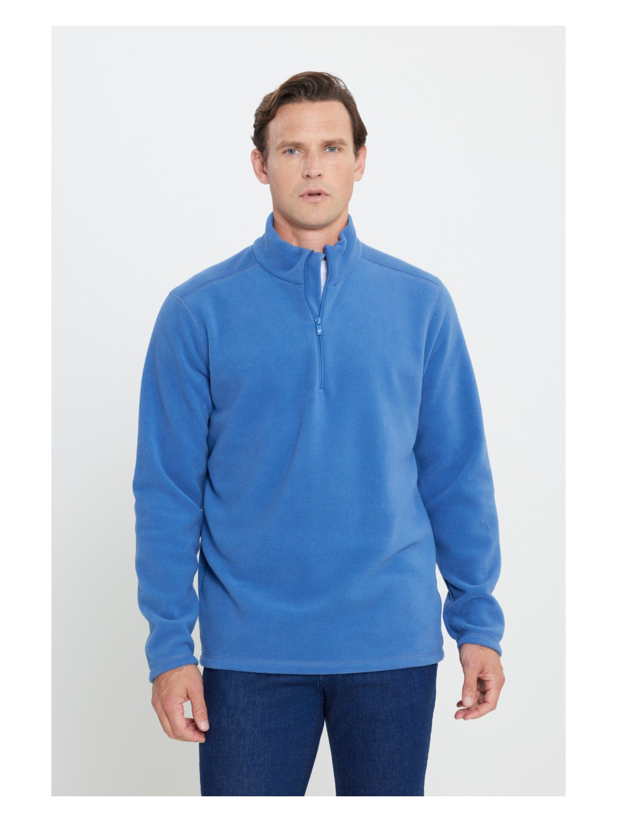 Altınyıldız Classics Erkek Indigo Anti-pilling Tüylenme Yapmayan Standart Fit Dik Yaka Soğuk Geçirmez Polar Sweatshirt