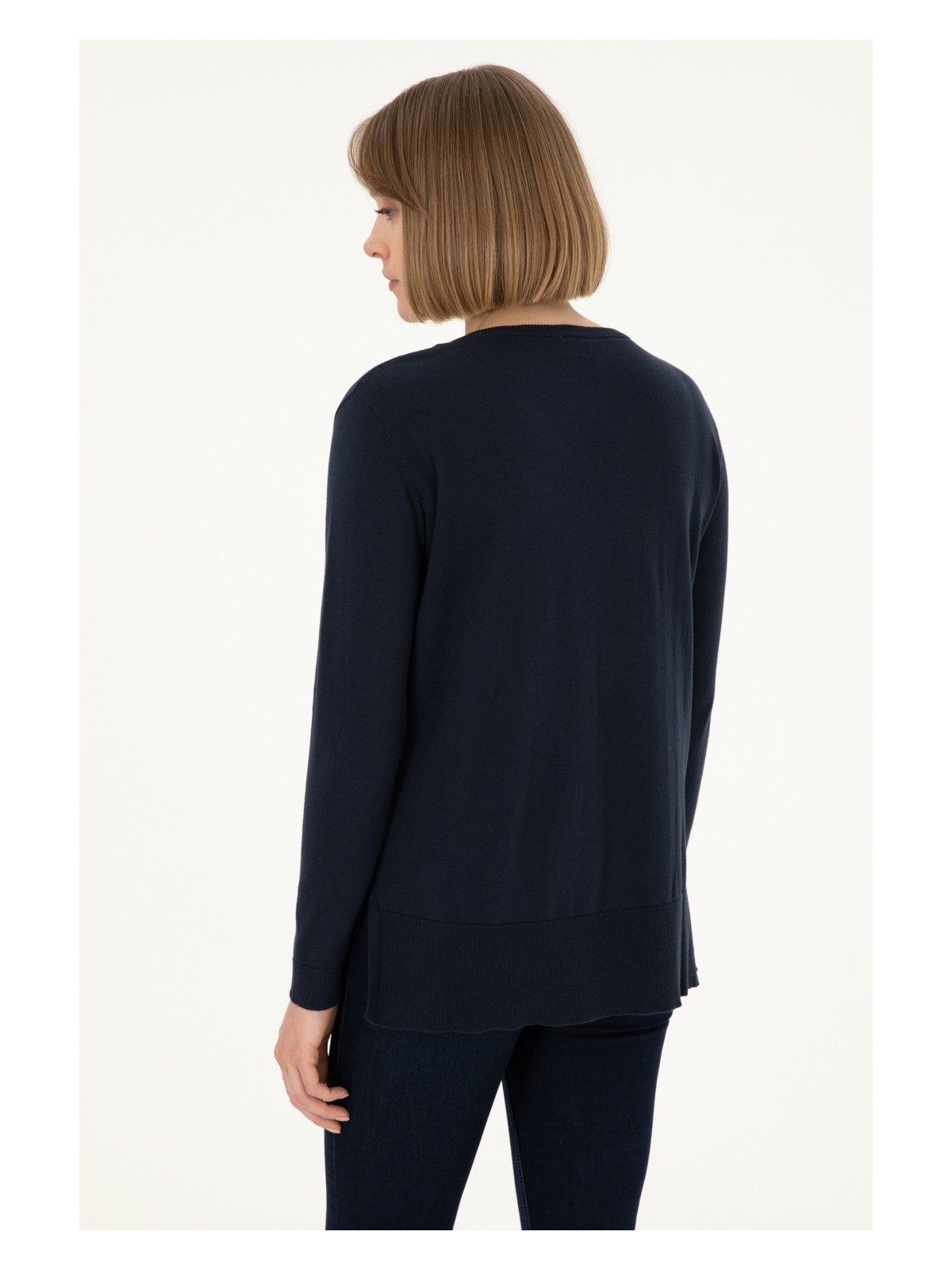 U.S. Polo Assn. Kadın Lacivert V Yaka Basic Kazak 50288973-VR033 - Görsel 5