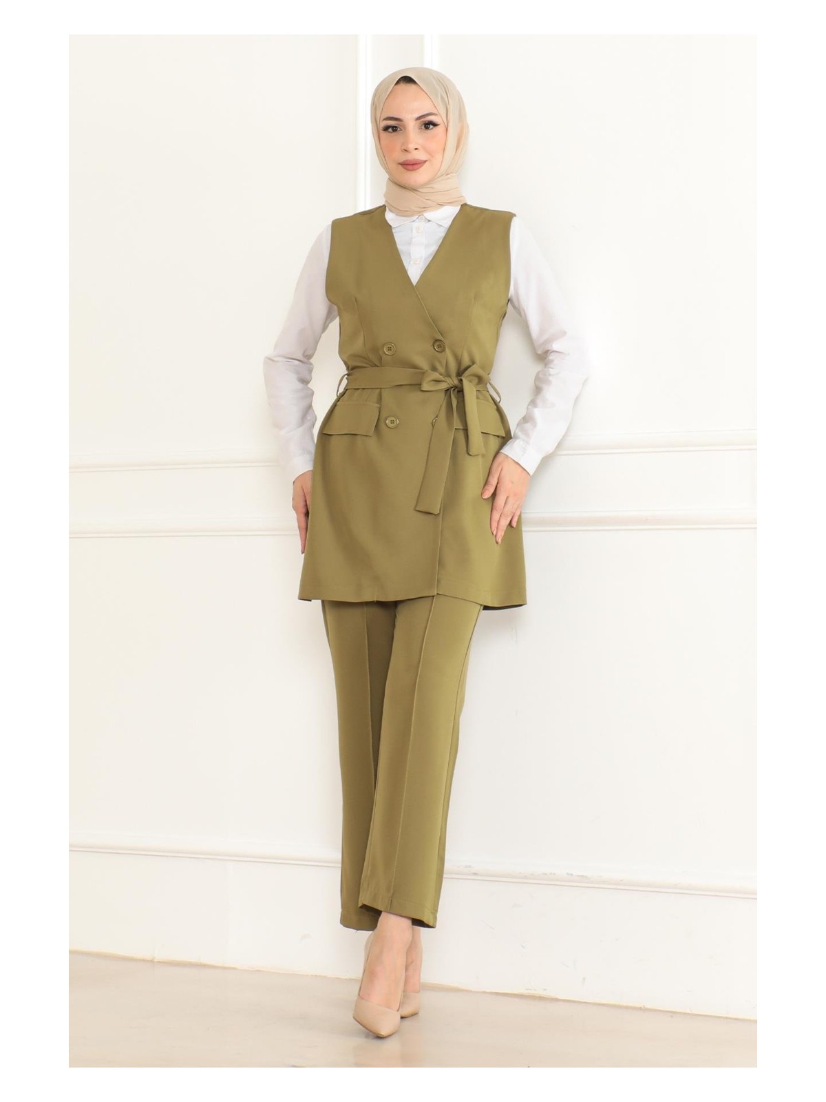 Moda Mihram Kemer Detaylı Ikili Kot Takım Açık Mavi 19232 - Görsel 6