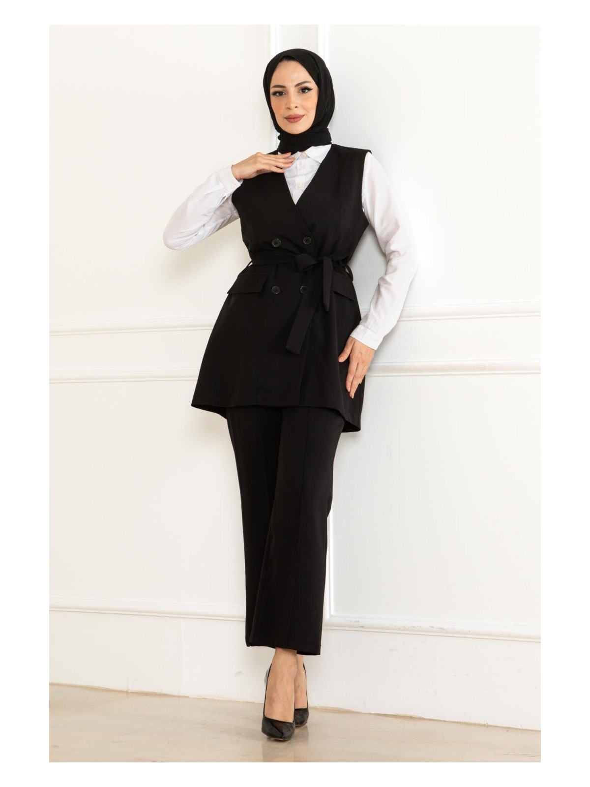 Moda Mihram Kemer Detaylı Ikili Kot Takım Açık Mavi 19232 - Görsel 4