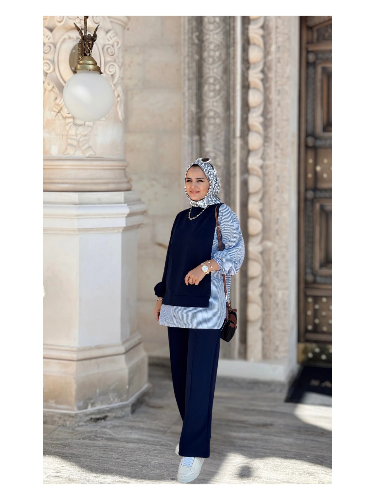 Aselim Hijap Moda Asel Fashion Line Gömlekli Ikili Takım Antrasit Gri - Görsel 6