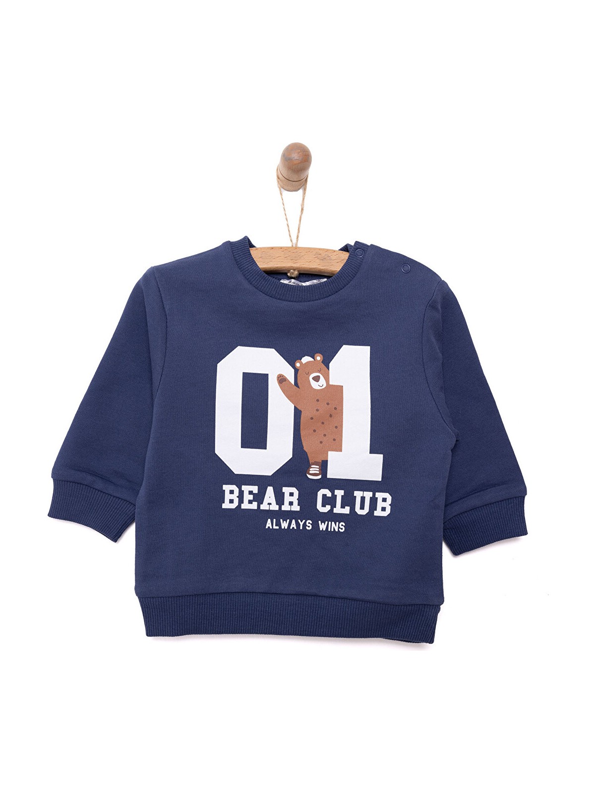 HelloBaby HelloBaby Basic Az Şardonlu Aslan Desenli Sweatshirt Erkek Bebek
