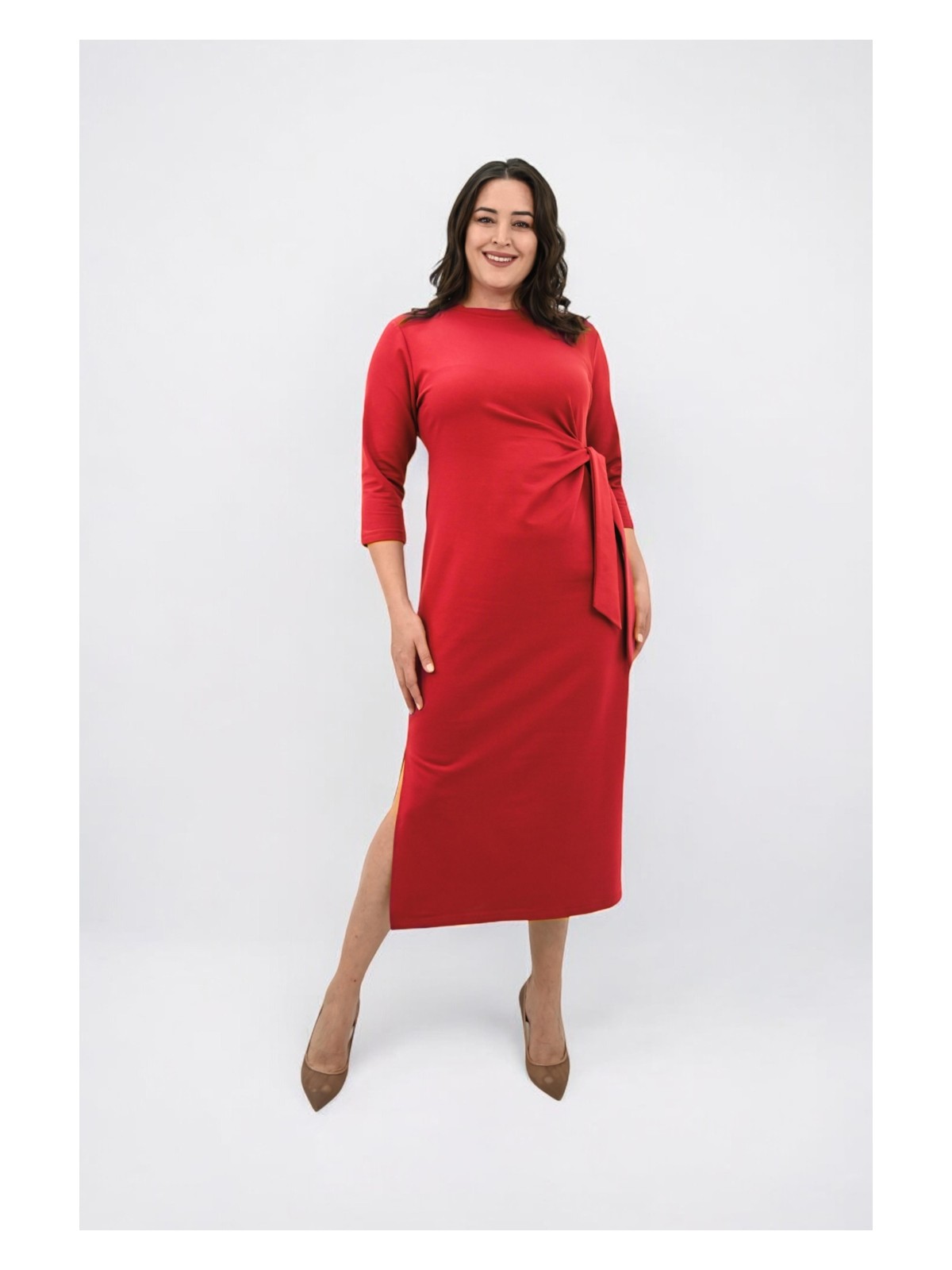 Moda Xlarge Kadın Büyük Beden Bel Bağlama Detaylı Elbise 5274-25 - Görsel 5