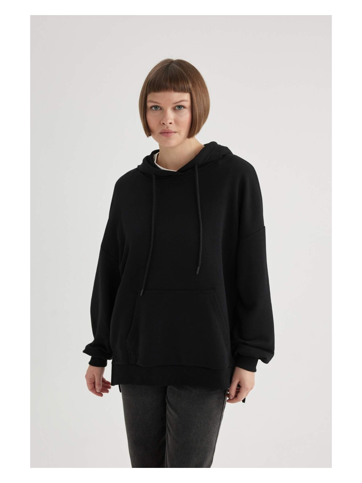 DeFacto Oversize Geniş Kalıp Kapüşonlu Sweatshirt B7834AXNS - Görsel 4