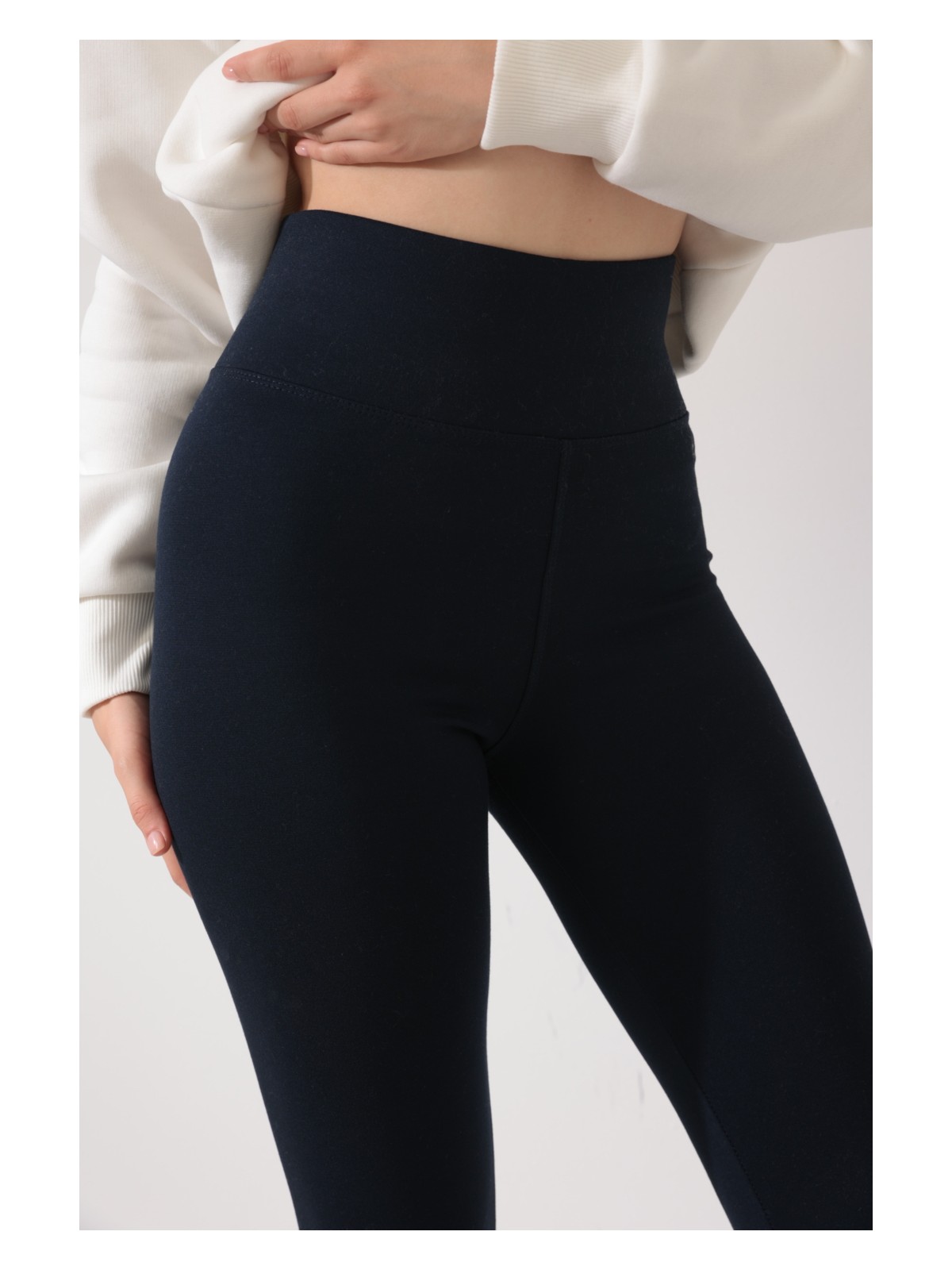 Warasiva Kadın Lacivert Yüksek Bel Toparlayıcı Korseli Interlok Çelik Örme Tayt Iç Göstermez