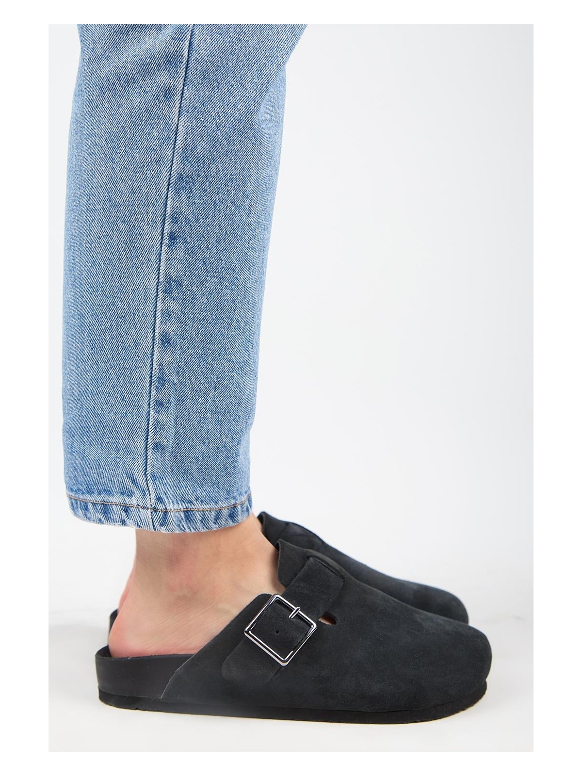 Manijero Zeta 2 Kadın Deri Deri Kemerli Tokalı Sabo Vizon Terlik - Görsel 10