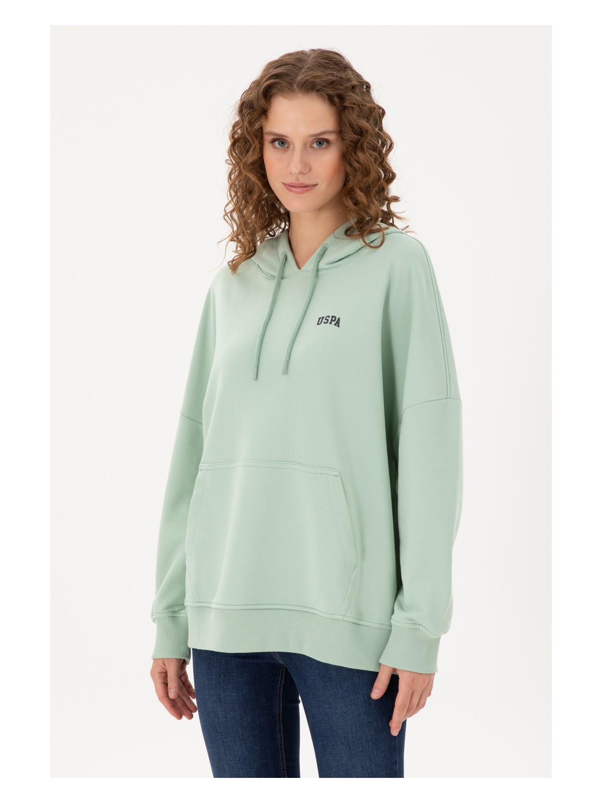 U.S. Polo Assn. Kadın Kiremit Kapüşonlu Basic Sweatshirt 50297324-VR031 - Görsel 4