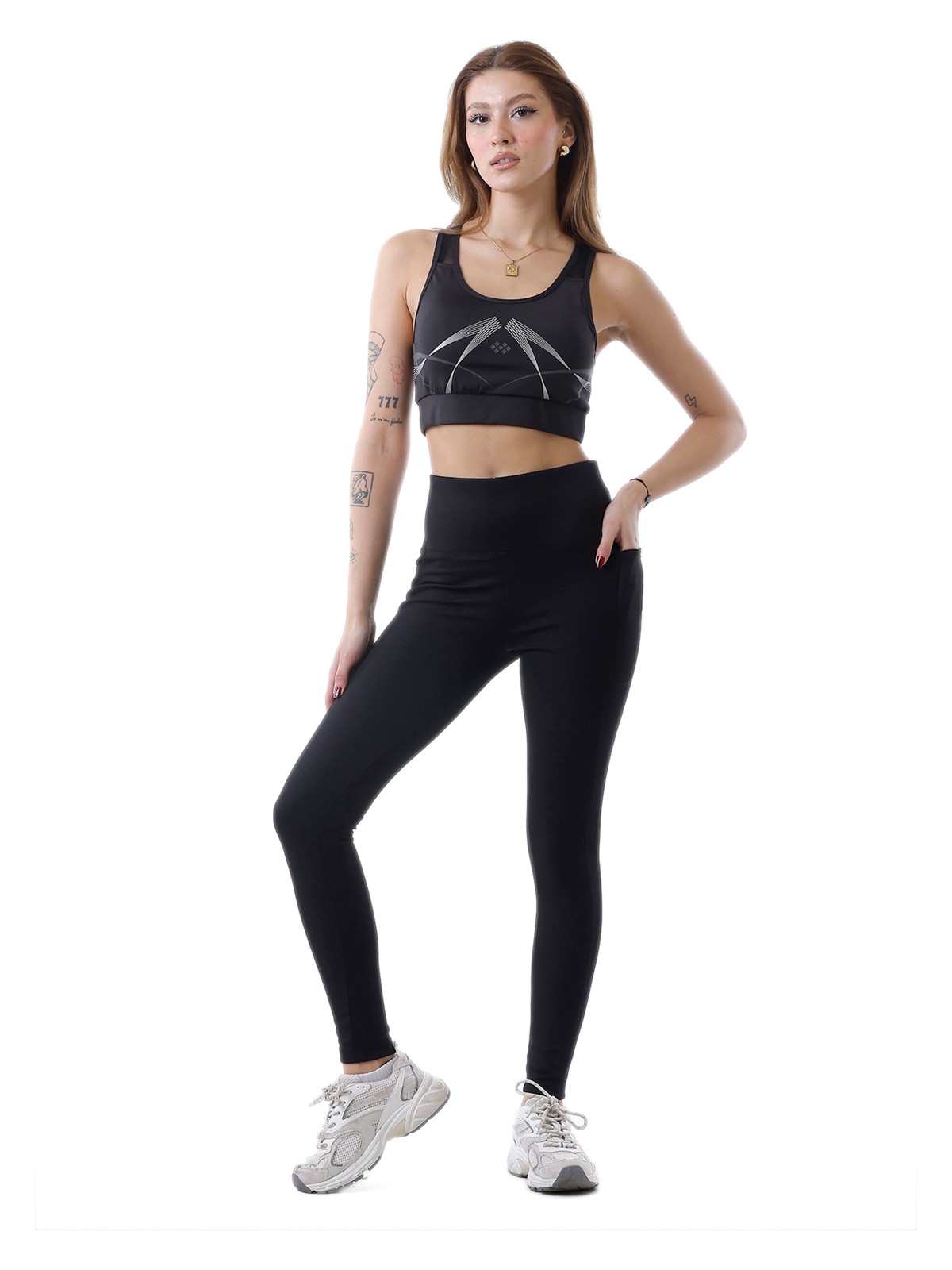 Look Sense Looksense Kadın Siyah Içi Şardon Yüksek Bel Toparlayıcı Çift Cepli Fitilli Tayt 1004