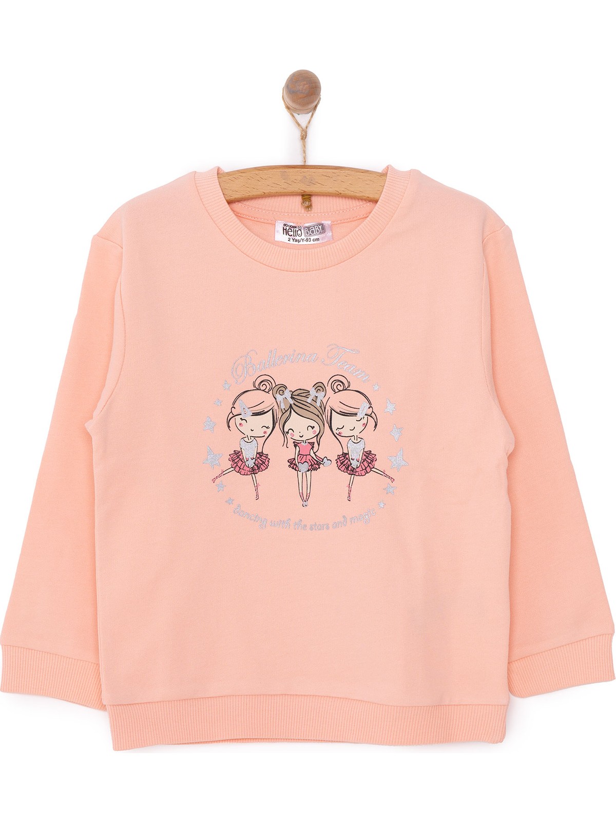 HelloBaby Hellobaby Kız Bebek Basic Sweatshirt Bisiklet Yaka Uzun Kol Pembe