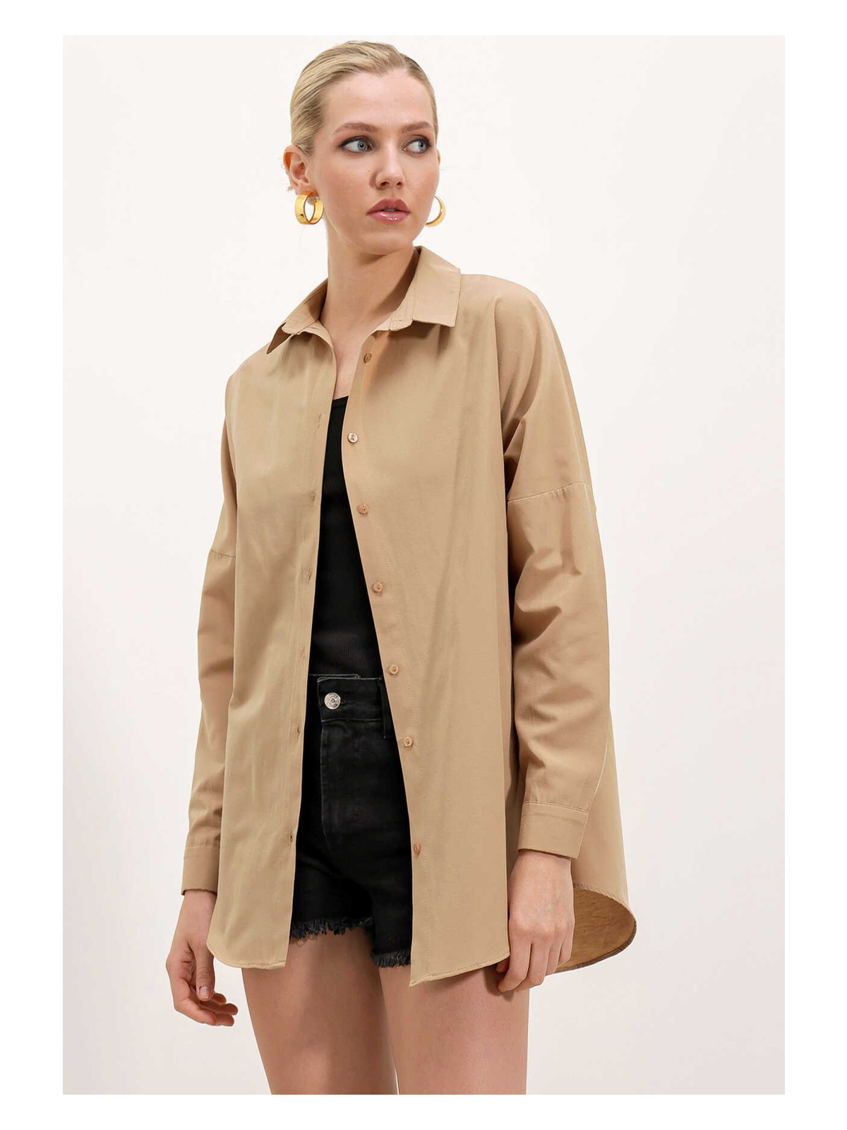 Rodi Oversize Uzun Basic Gömlek DS22YB113900 - Görsel 9