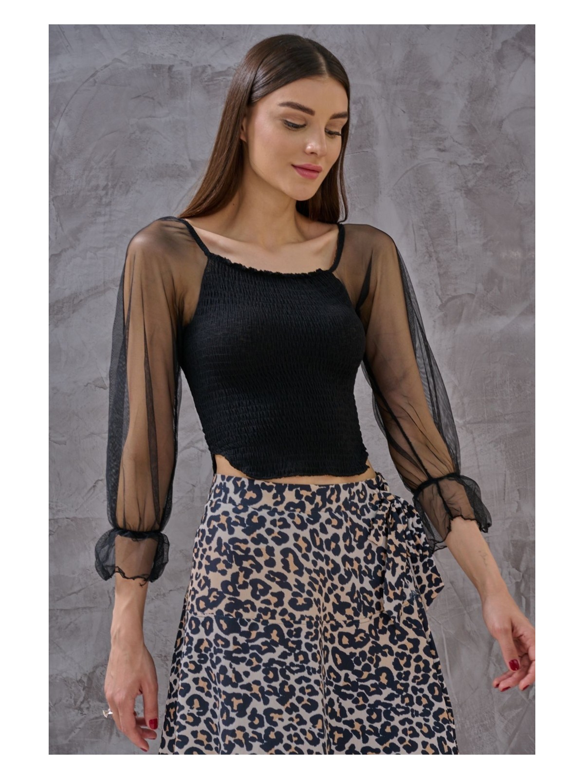 SHUGAA Kadın Gipeli Tül Bluz