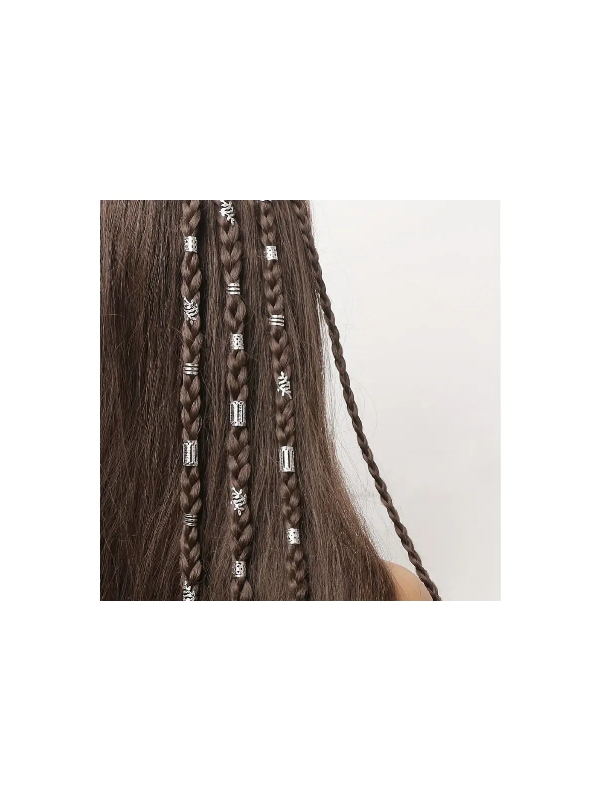 Mith Sb Takı Mith Sb Metal Vintage Saç Yüzüğü Seti – Altın Renk, Örgü Desenli Silindirik ve Figürlü Tasarım, 20'li - Görsel 4