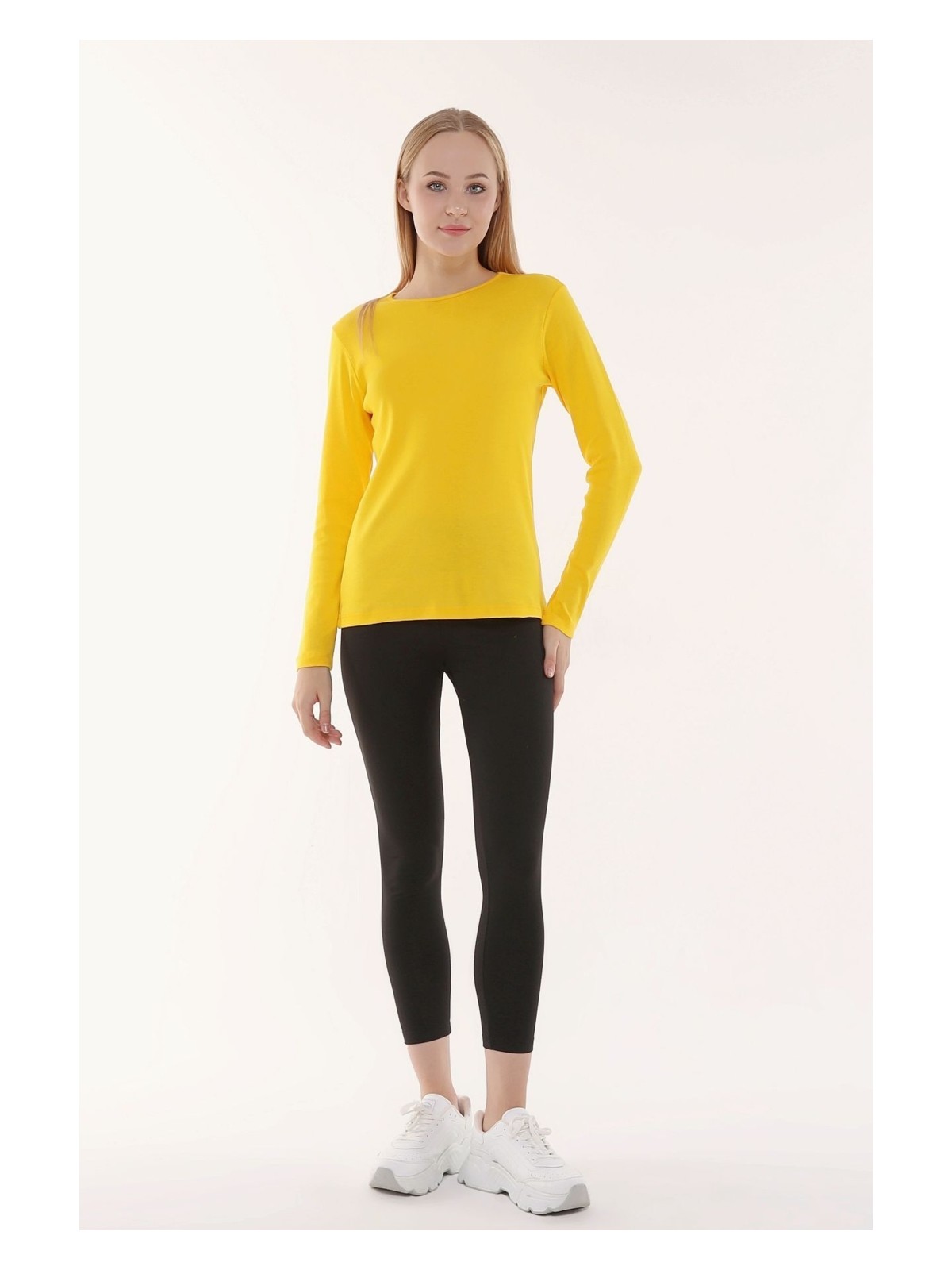 Defy's Kadın Uzun Kollu Bisiklet Yaka Tişört Siyah - Görsel 5