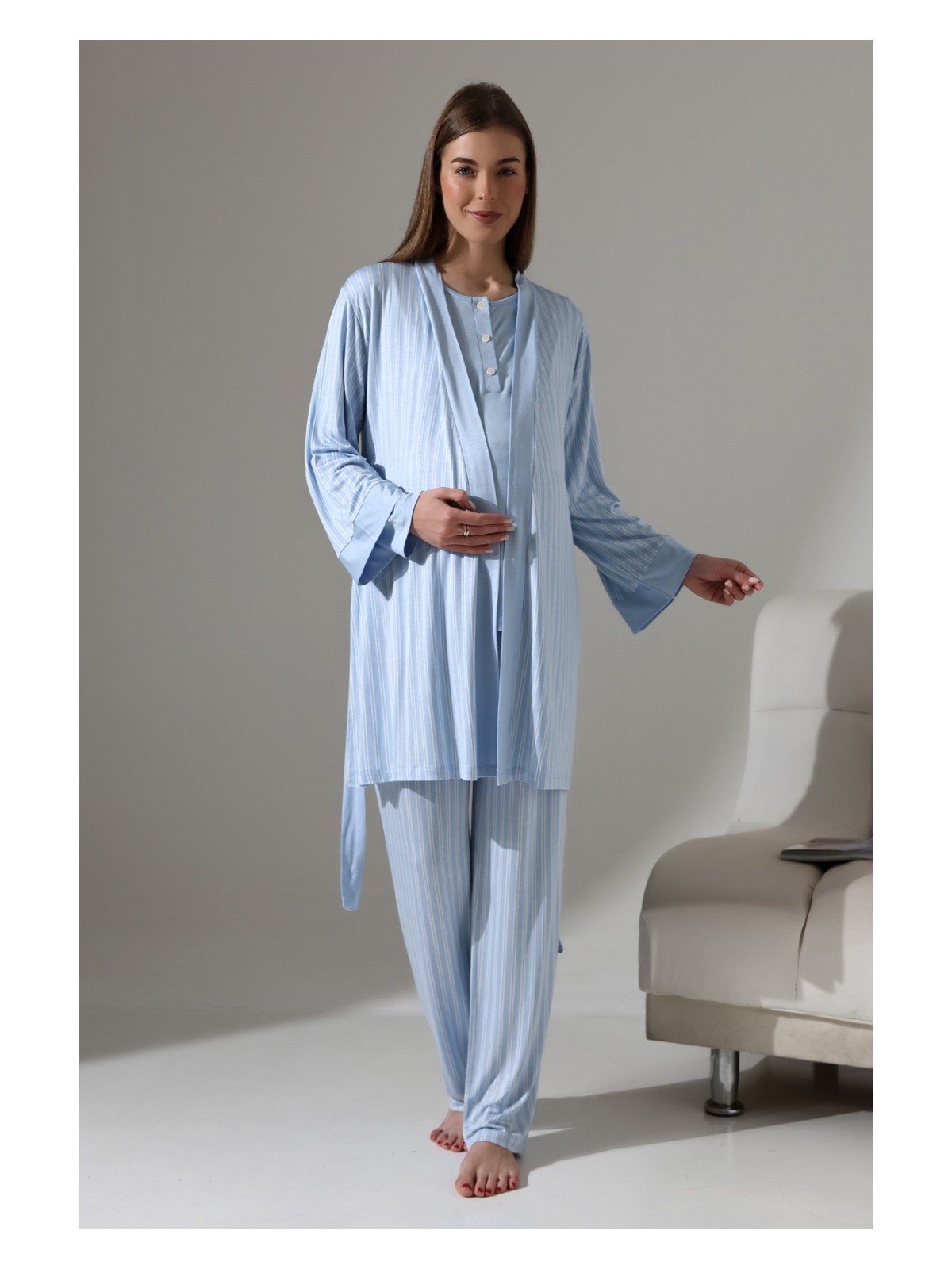 Likapashop 3'lü Hamile Pijama Takımı - Görsel 4