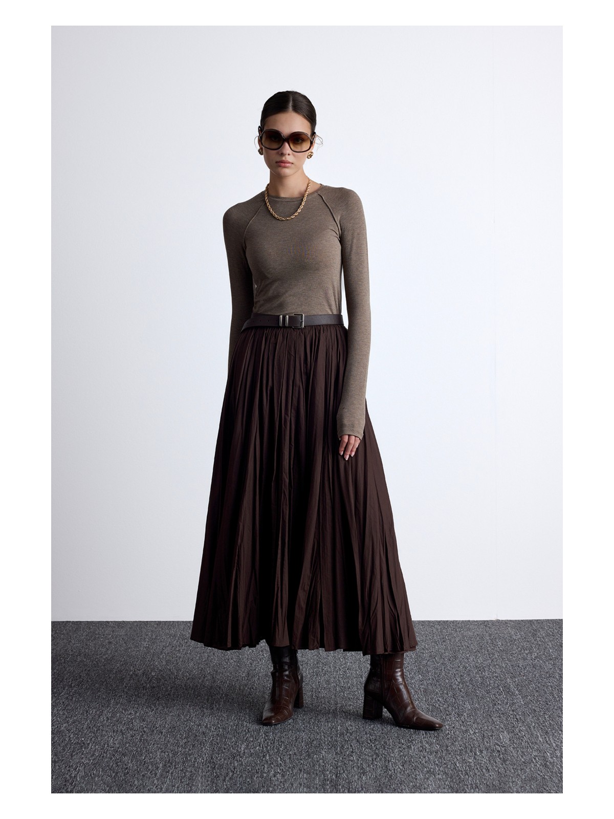 Manuka Pılıse Maxı Etek Çağla - Görsel 4