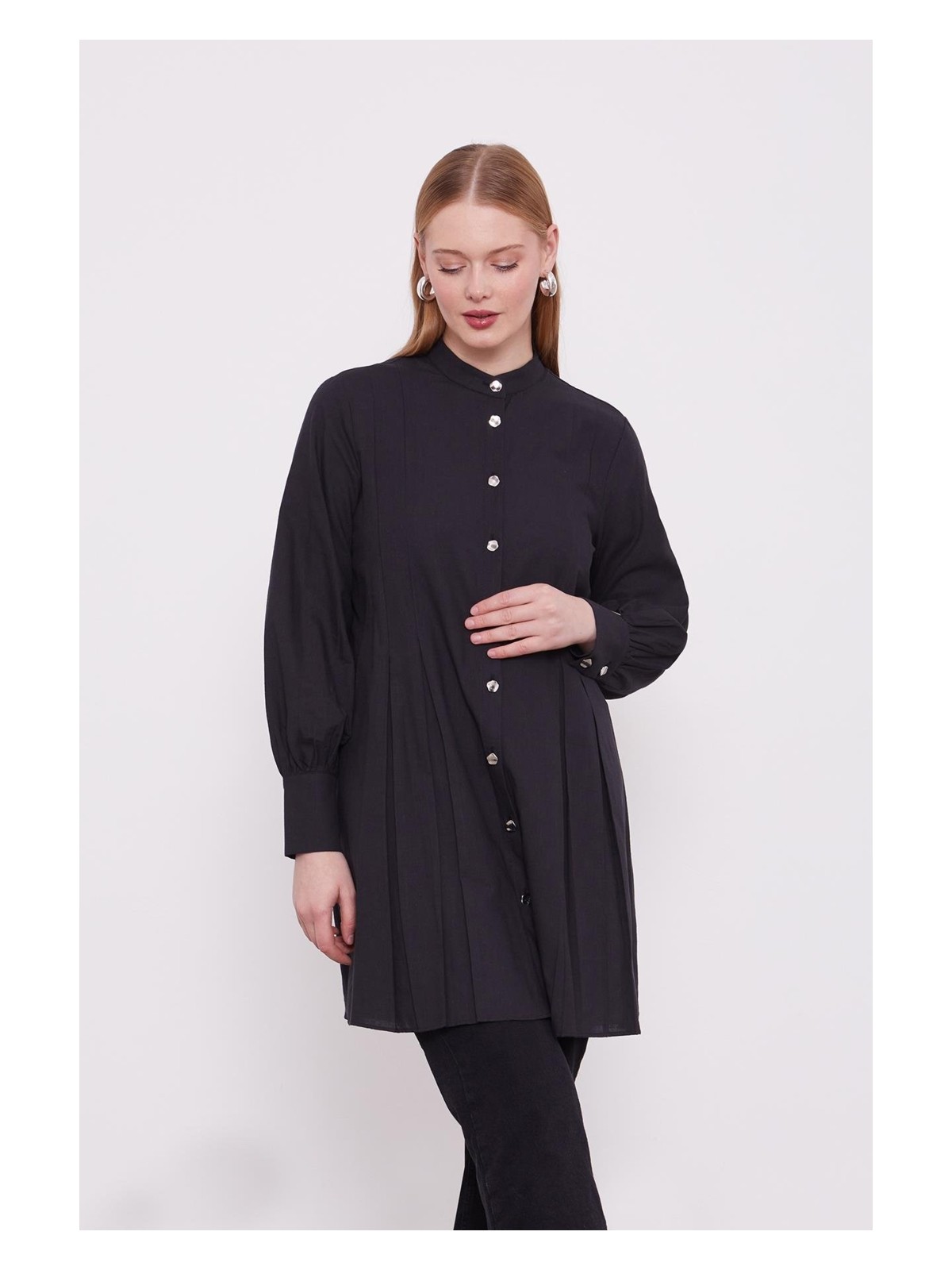 Lêvi D'or Siyah Piliseli Melanj Gömlek