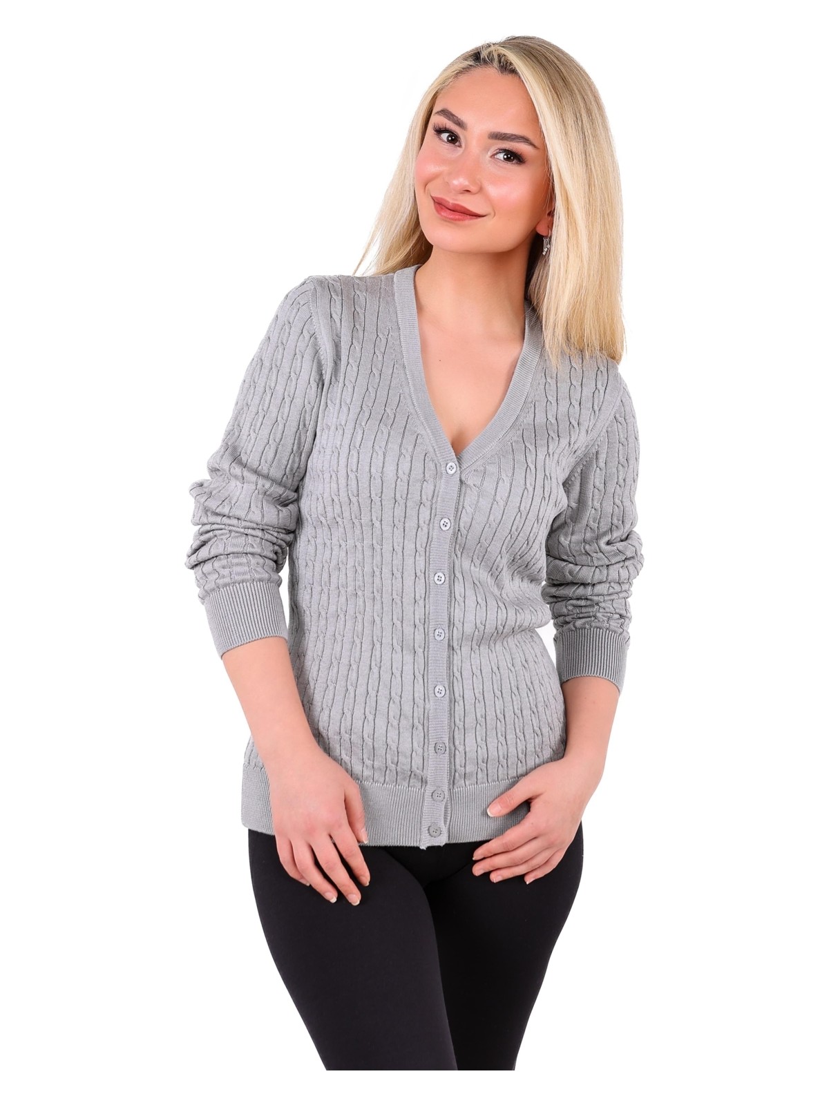 YMA Triko Yma Triko A.T.Y Xx-008 Saç Örgü Bayan Düğmeli Hırka - Görsel 7