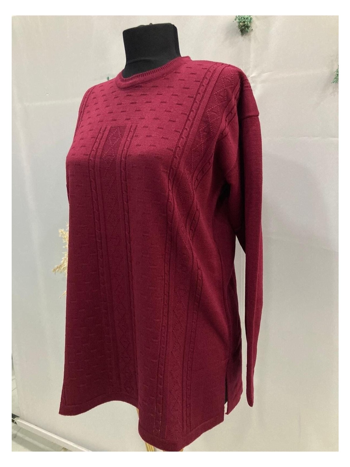 Nacar Çarşı Anne Kadın Bordo Triko Kazak Bluz