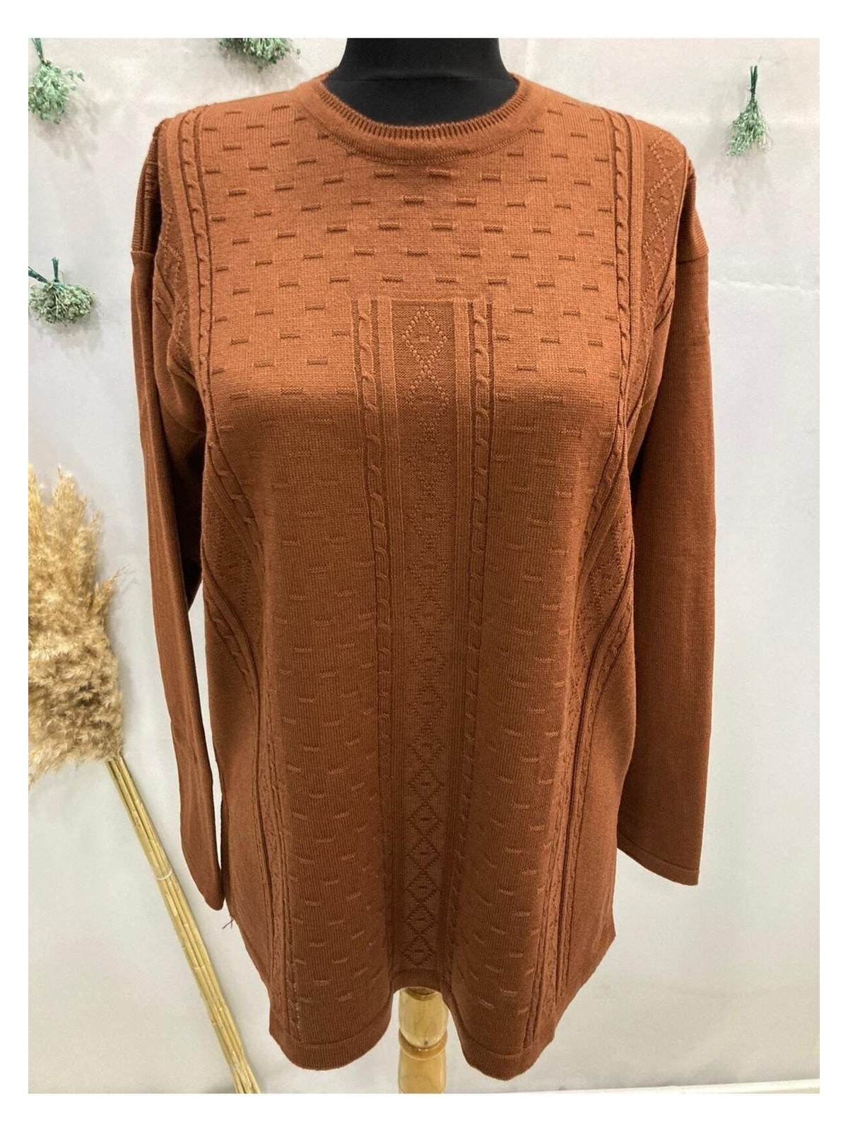 Nacar Çarşı Anne Kadın Bordo Triko Kazak Bluz - Görsel 8