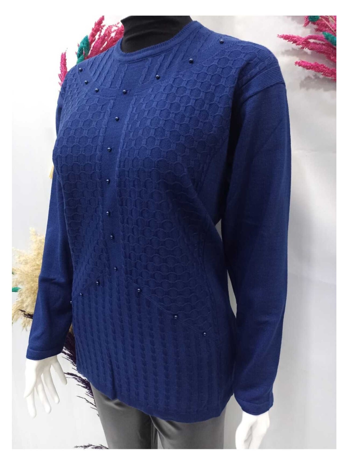 Nacar Çarşı Anne Kadın Bordo Triko Kazak Bluz - Görsel 9