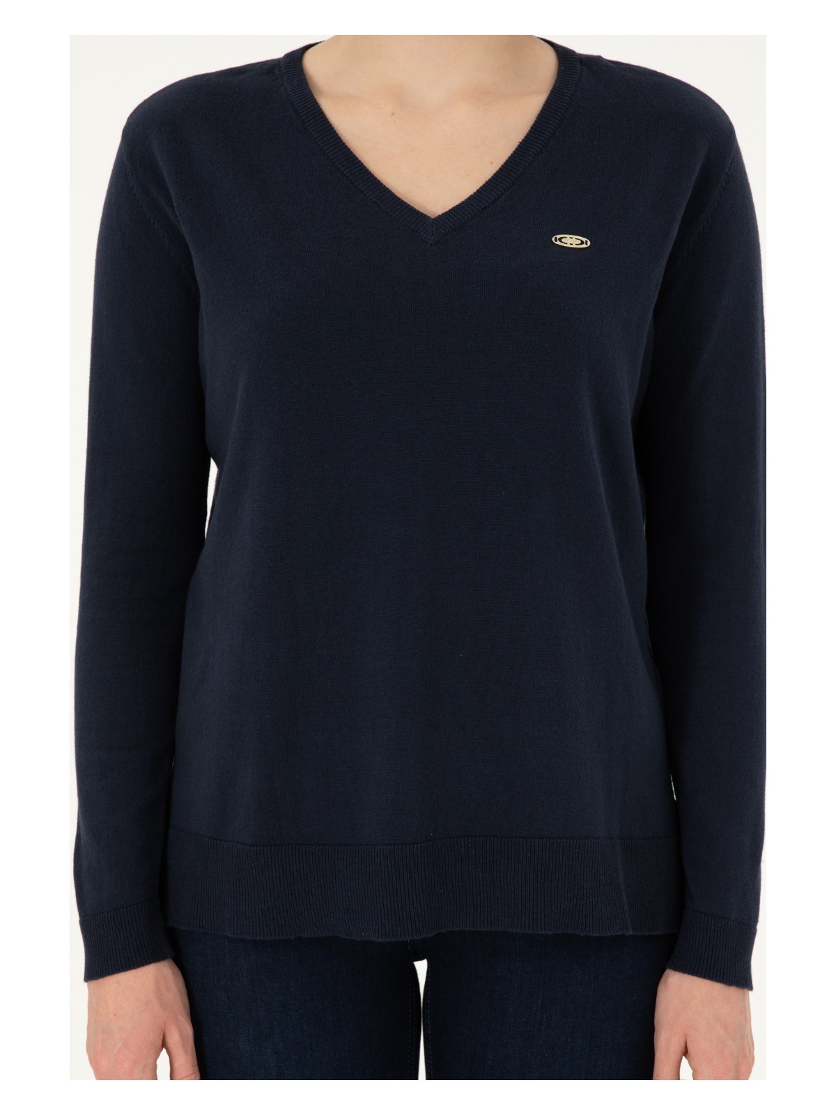 U.S. Polo Assn. Kadın Lacivert V Yaka Basic Kazak 50288973-VR033 - Görsel 6