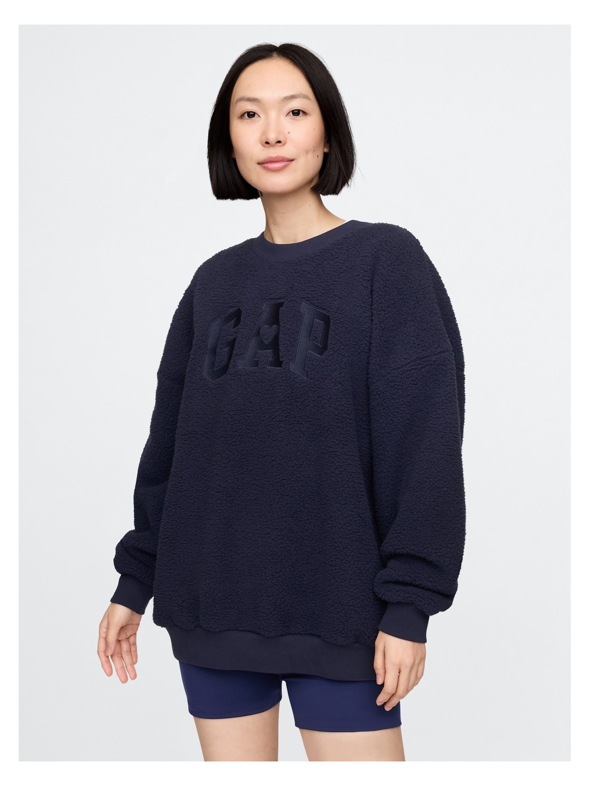 Gap Kadın Lacivert Gap Logo Oversize Sherpa Heart Sweatshirt