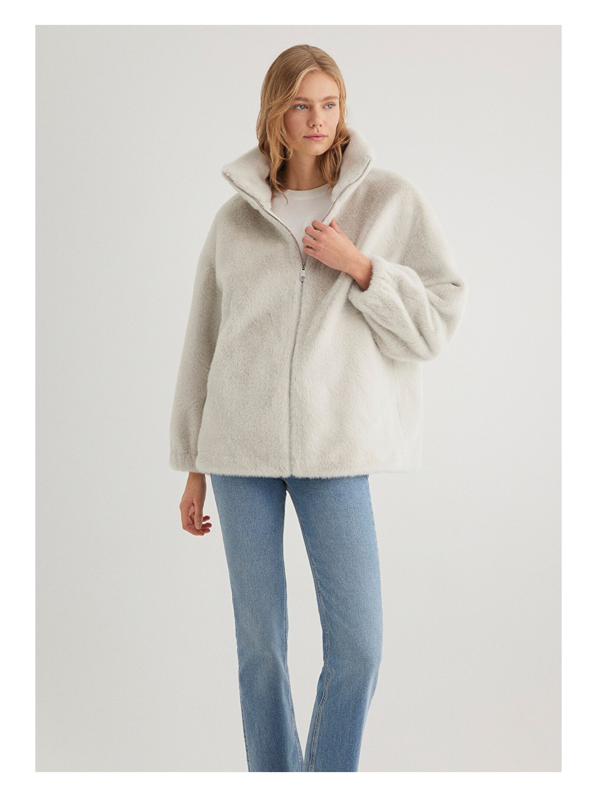 Mavi Açık Gri Peluş Ceket 1110597-70037