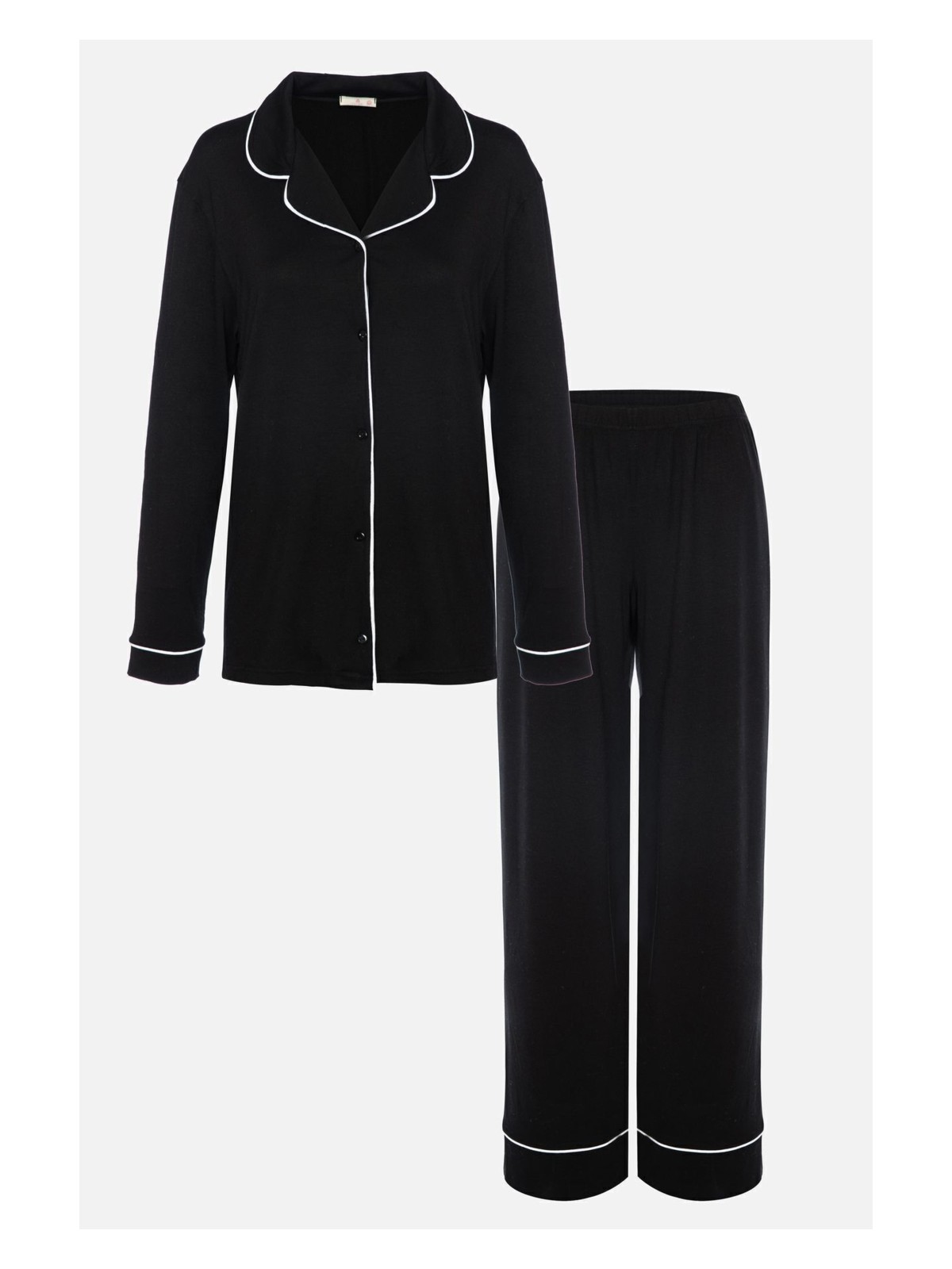 Koza İç Giyim Kadın Viskon - Yumuşak Dokulu Düğmeli Biyeli Bol Paça Pijama Takımı