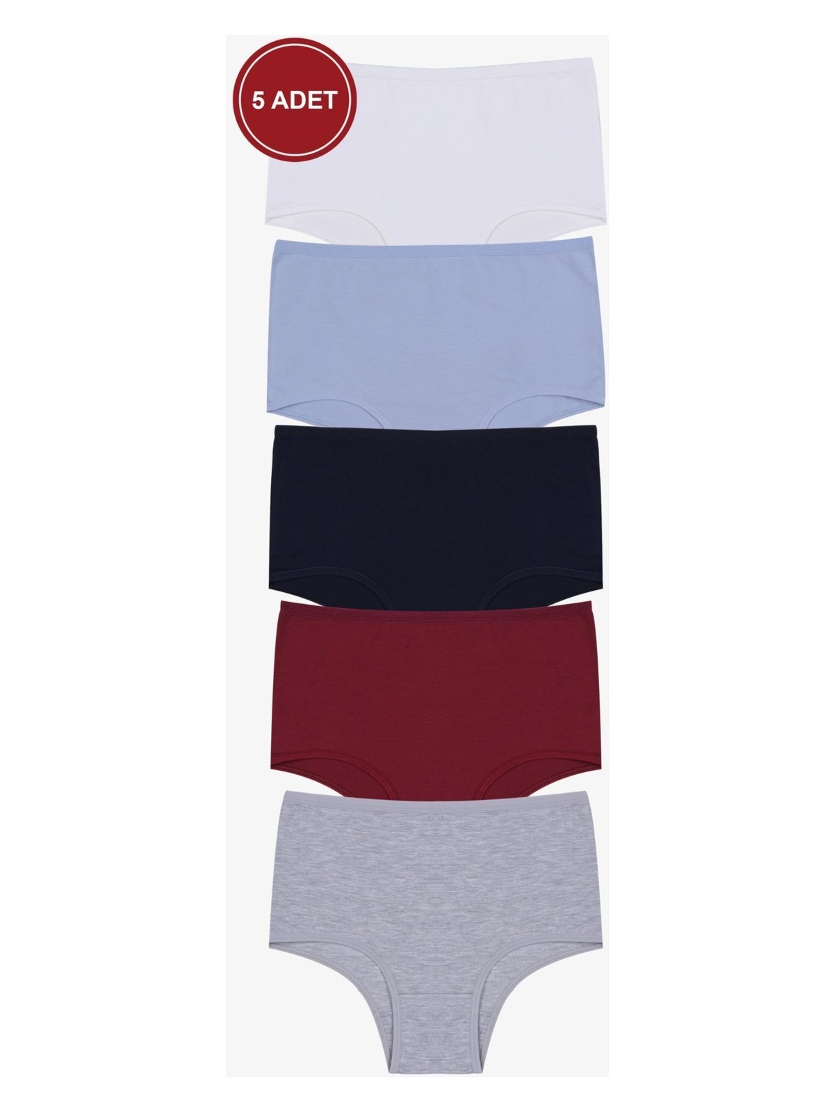 Koza İç Giyim Kadın 5'li Likralı Ekstra Yüksek Bel Külot - Görsel 3