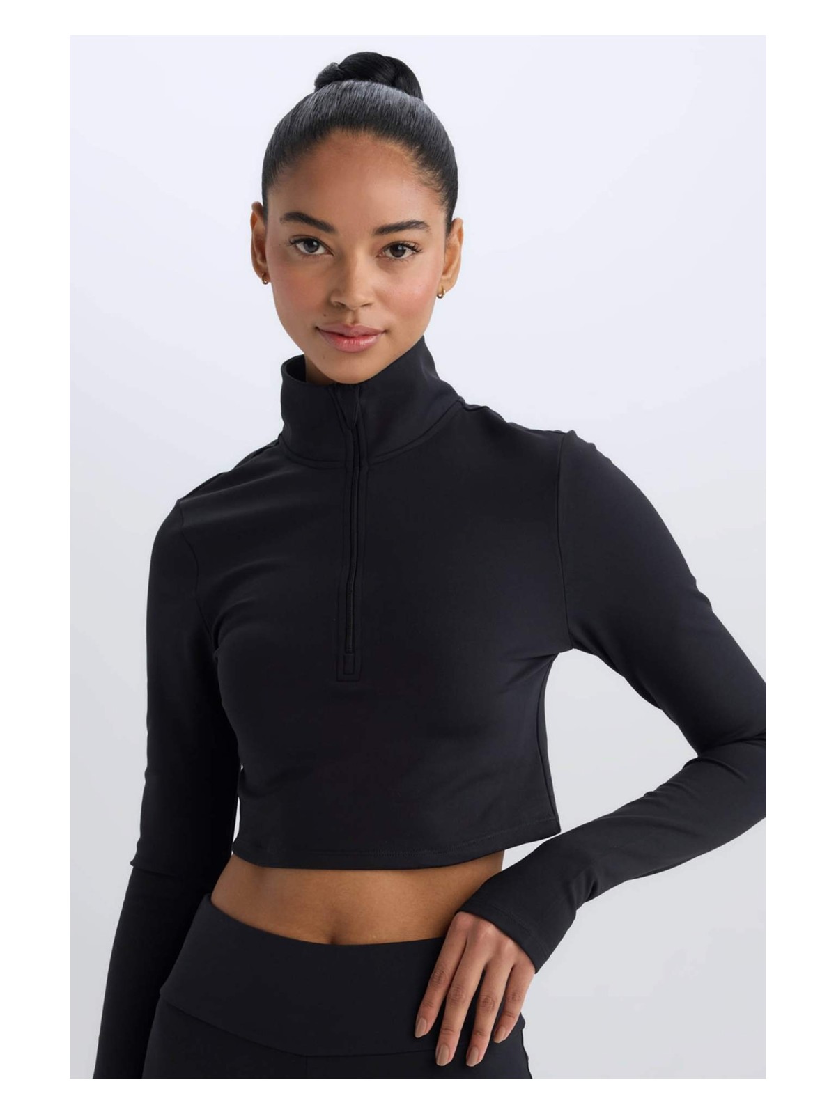 DeFacto Warmtech Slim Fit Dar Kesim Fermuarlı Dik Yaka İçi Yumuşak Tüylü Esnek Kumaş Uzun Kollu Tişört W0343AZ25SP