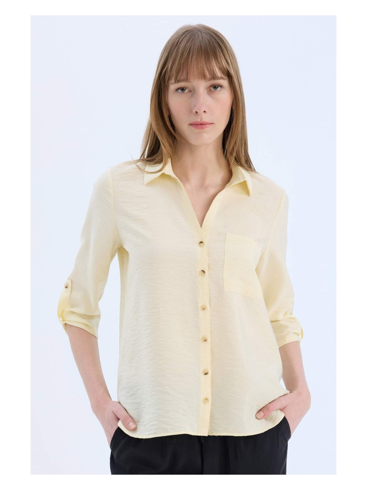 DeFacto Regular Fit Basic Düz Uzun Kollu Gömlek M9407AZ25SP - Görsel 4