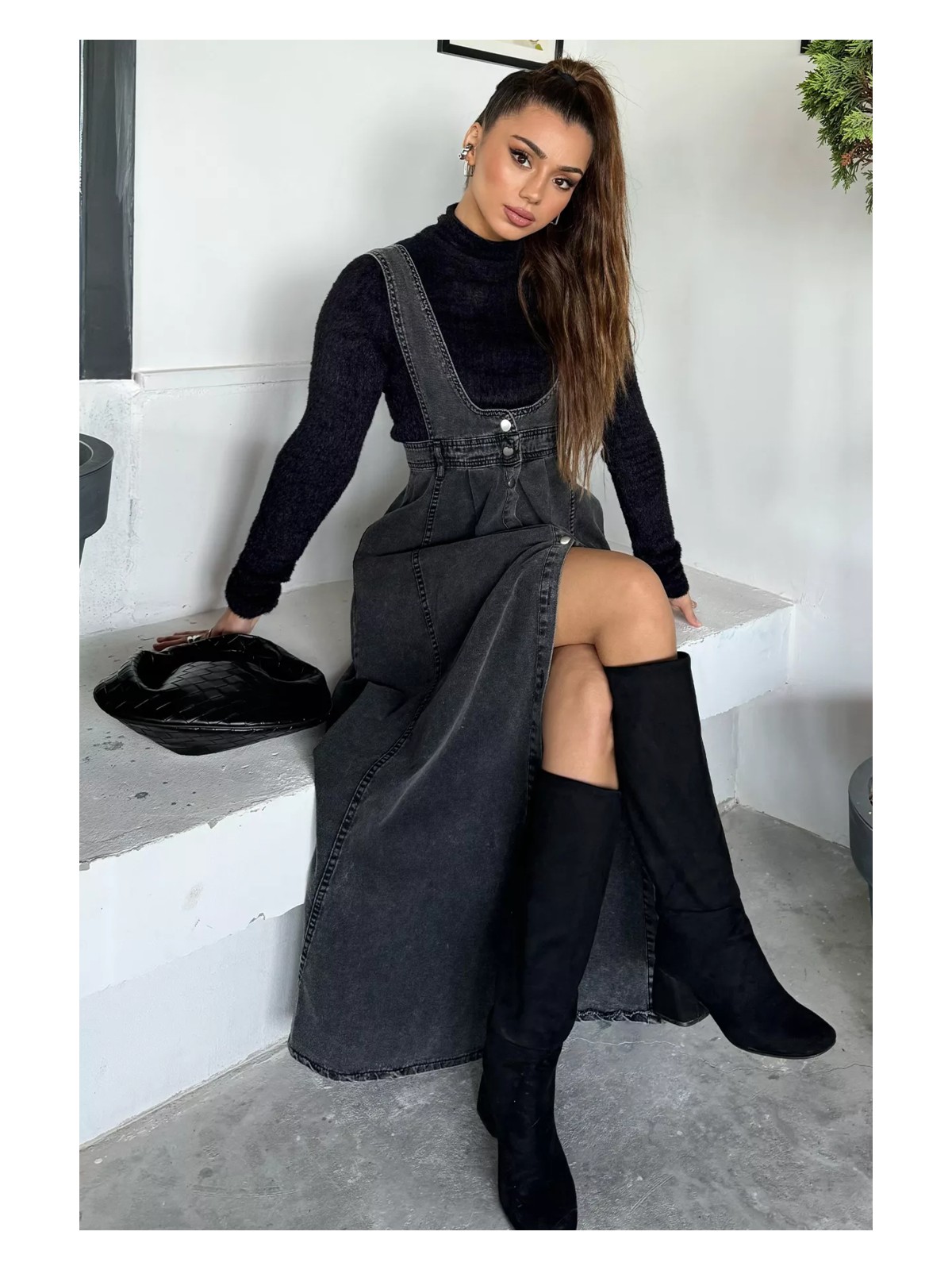 Gülseli Kadın Salopet Kot Jean Elbise - Görsel 5