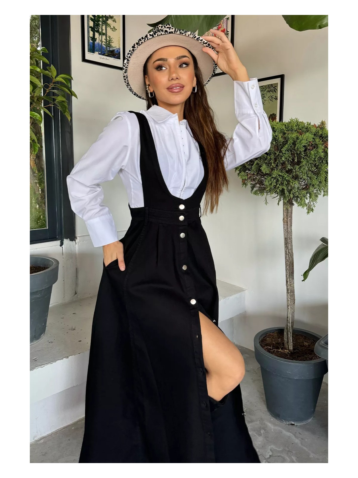 Gülseli Kadın Salopet Kot Jean Elbise - Görsel 3