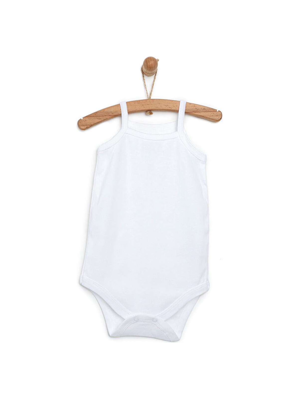 HelloBaby Unisex Beyaz Body Çıtçıtlı Bisiklet Yaka İp Askılı Beyaz