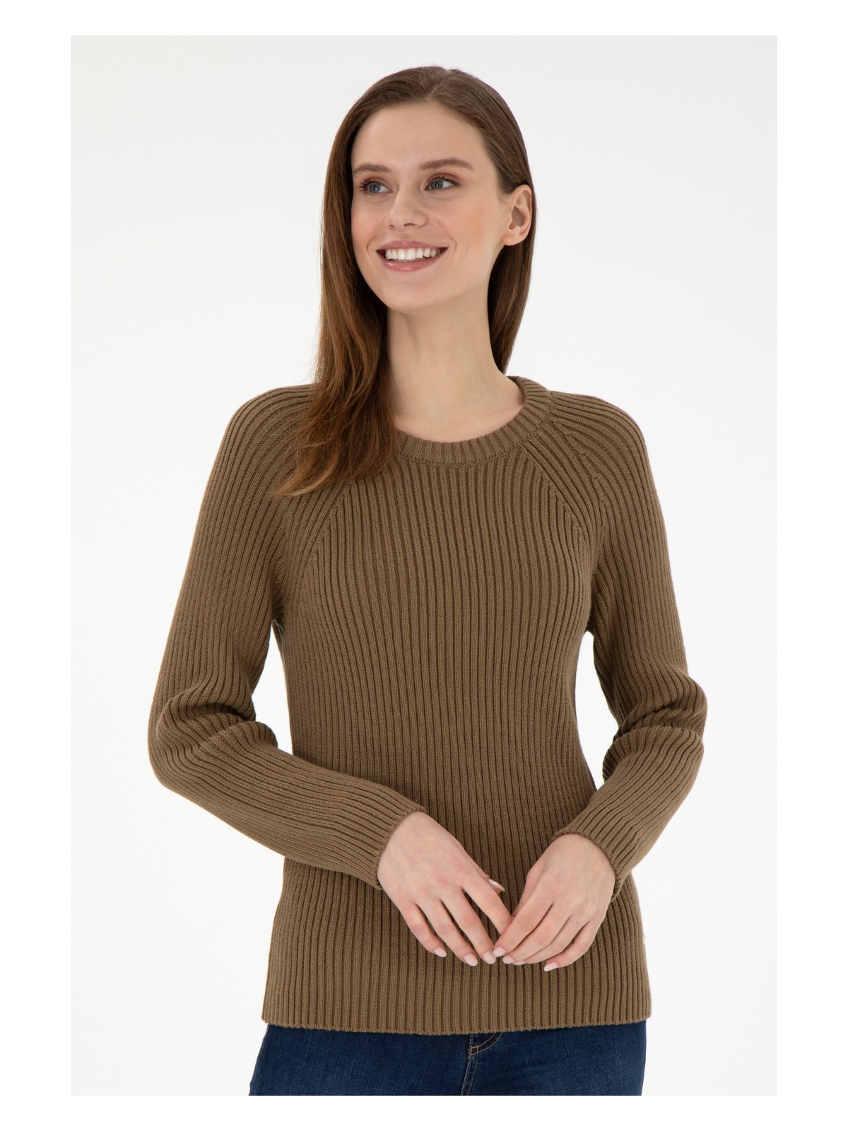 U.S. Polo Assn. Kadın Haki Bisiklet Yaka Kazak 50297095-VR027